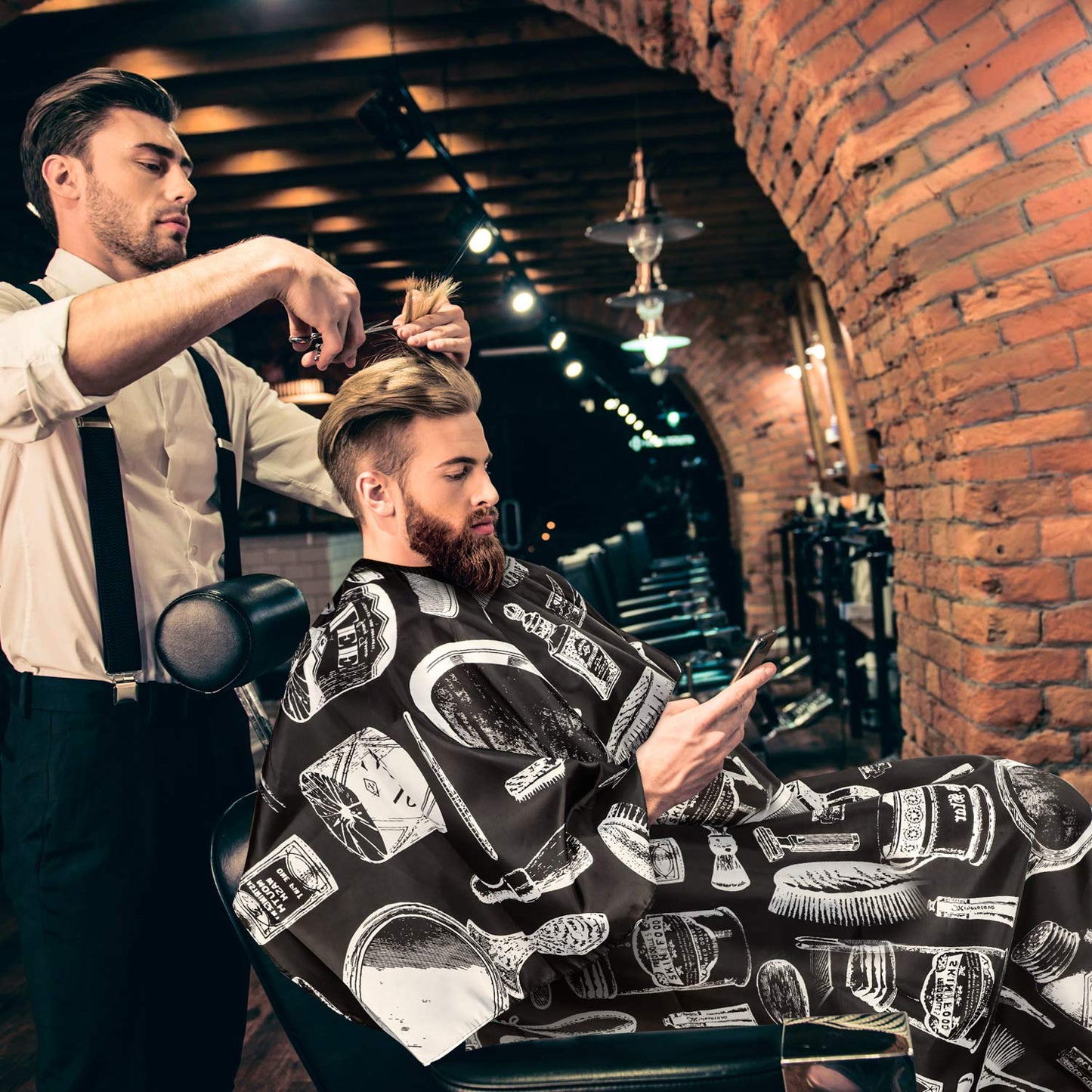 SATINIOR 4 Pcs Barber Cape for Hair Cutting Waterproof Styling Cape for Salon Coloring Hair, with Adjustable Snap Closure