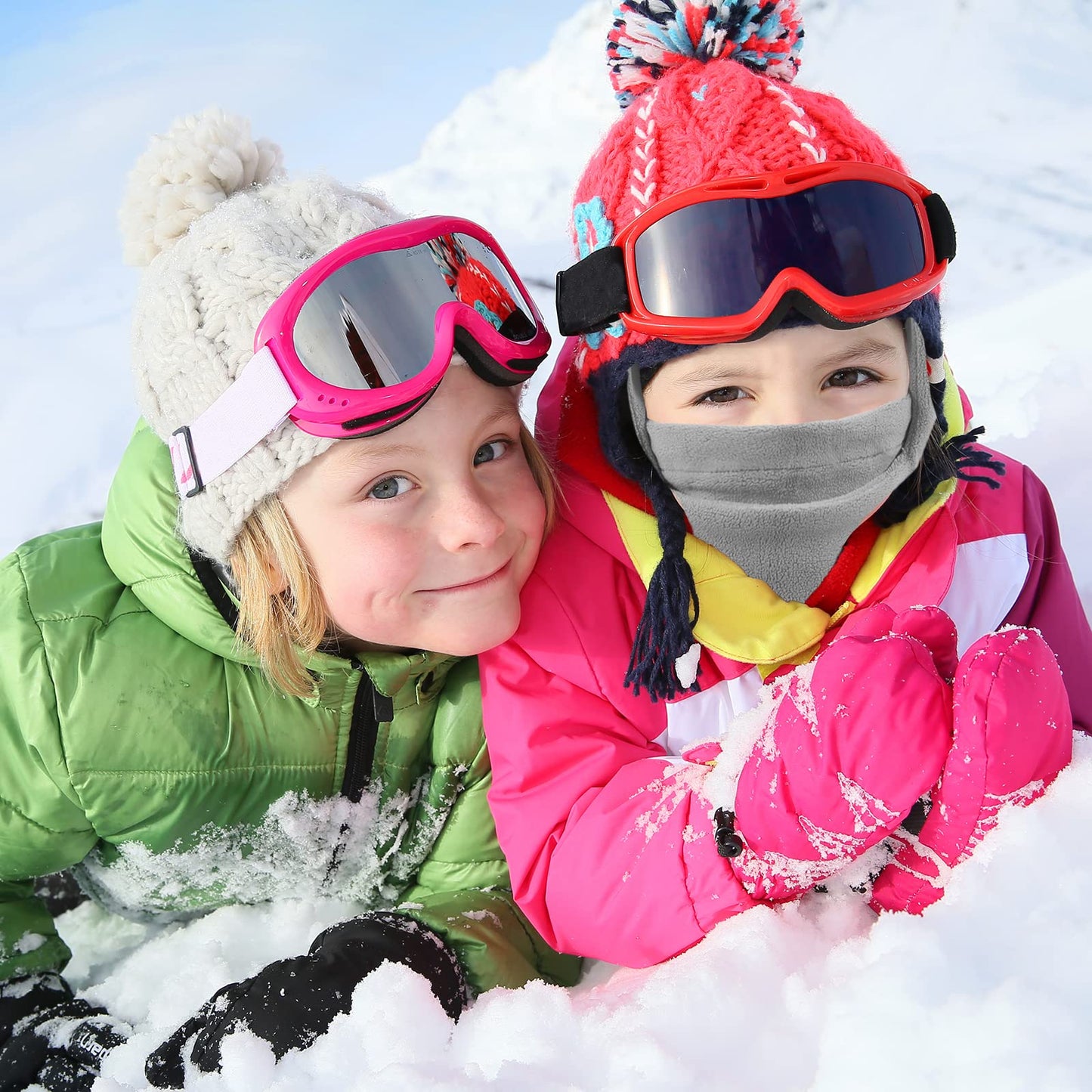 Kids Balaclava Windproof Ski Mask Cold Weather Hood Face Mask Neck Warmer for Boys Girls Winter Snow Hat and Face Cover for Children (Grey, 1)