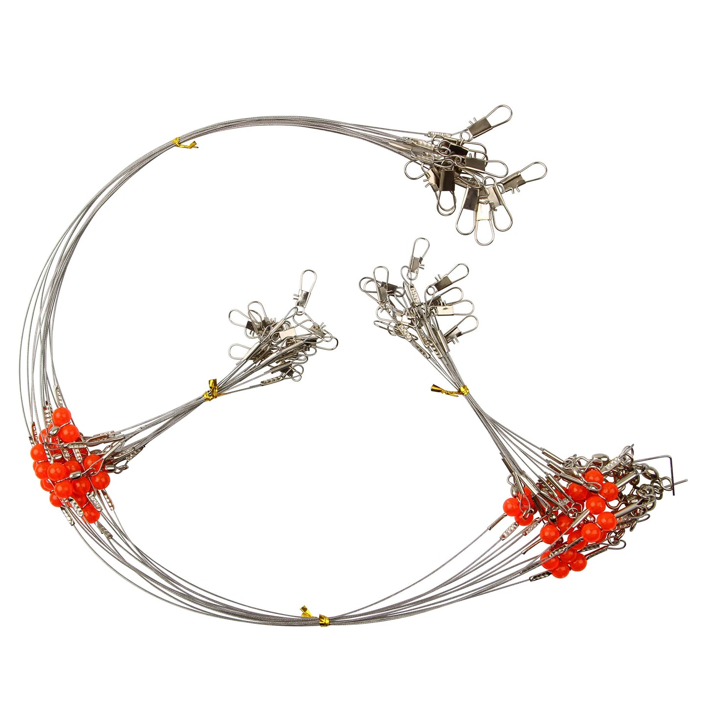 Fishing Leaders Saltwater Fishing Rigs Fishing Bottom Rigs Surf Fishing Rigs Saltwater Fishing Wire Trace Leader Rigs for Lures Bait and Hooks Steel Leaders with Swivels Snaps Beads 1Arm 2Arms