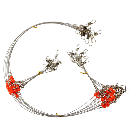 Fishing Leaders Saltwater Fishing Rigs Fishing Bottom Rigs Surf Fishing Rigs Saltwater Fishing Wire Trace Leader Rigs for Lures Bait and Hooks Steel Leaders with Swivels Snaps Beads 1Arm 2Arms