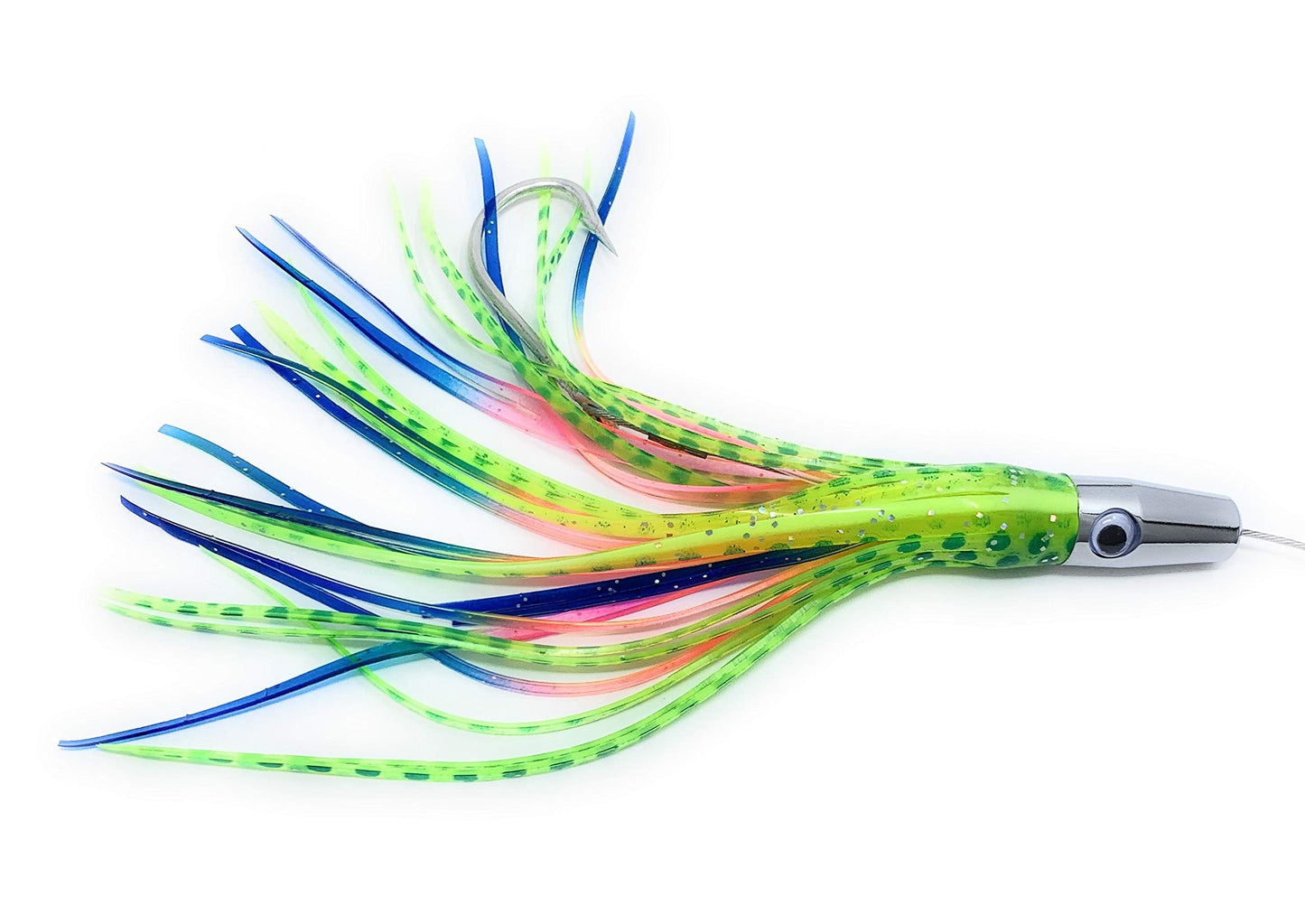 Capt Jay Fishing Torpedo High Speed Wahoo Trolling Lures Wire Cable Rigged Wahoo Lures (Rainbow Mixed Color, 7 inch)
