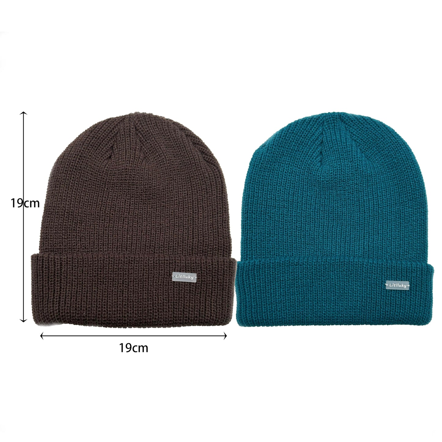 Litlluky Ribbed Knit Winter Beanie Cap, Winter Beanie Cap for Men Women, Winter Warm Hat Women, Peacock Green