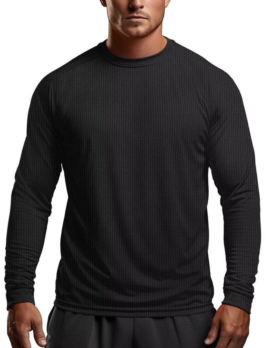 Long Sleeve Running Shirt Men Cold Weather(Black,L)