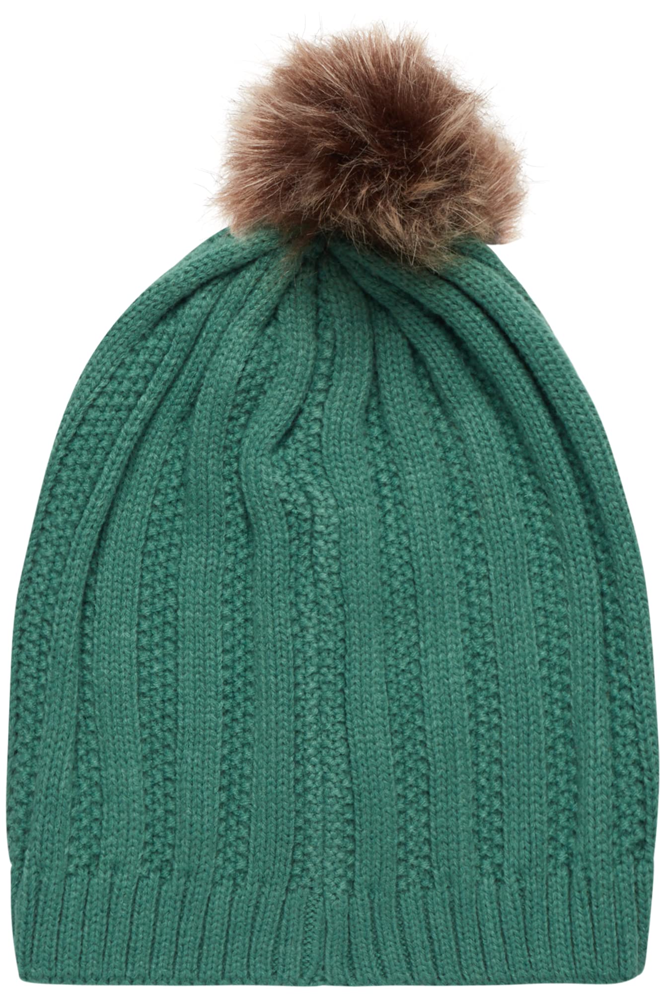 Hurley Women's Winter Hat - Helena Hand-Knit Slouchy Pom Pom Beanie, Size One Size, Evergreen Aura