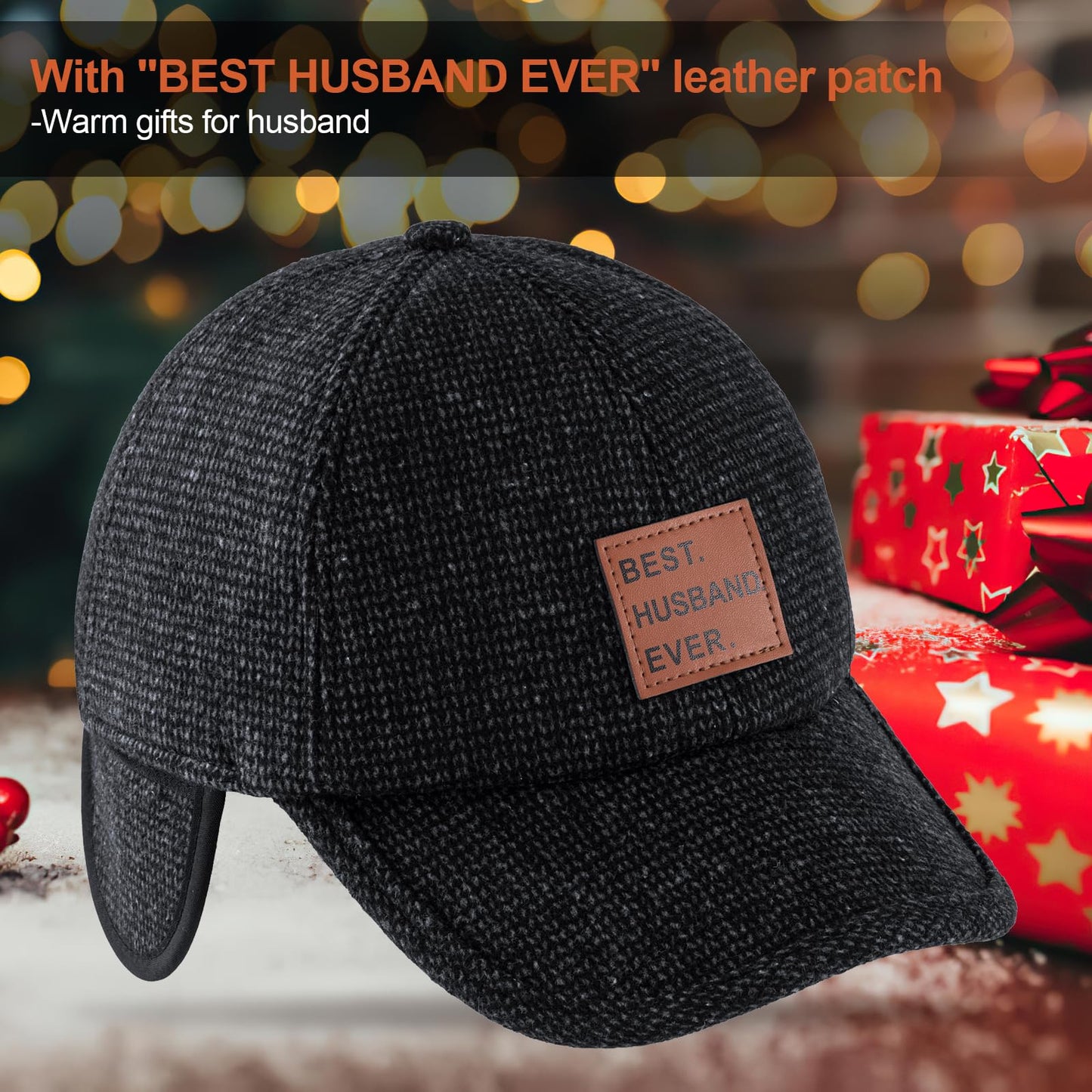 MEINICY Gifts for Husband - Husband Gifts from Wife for Christmas Valentines Day, Brithday, Anniversary Winter Baseball Cap Black