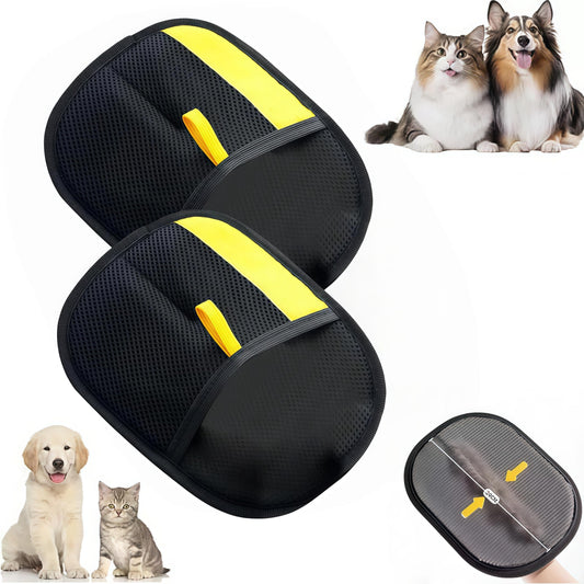 Pet Hair Removal Glove for Cats & Dogs - 2025 Upgraded Efficient Pets Grooming Gloves, Reusable Pet Hair Removal Tool for Carpet, Couch, Car (Black 2Pcs)