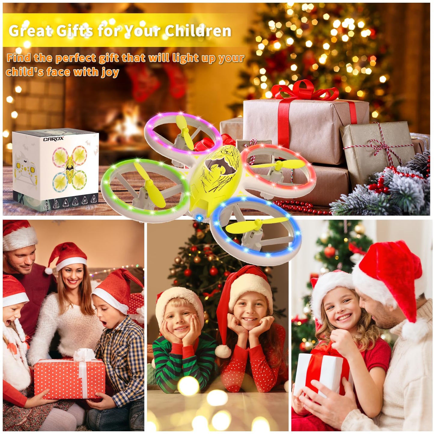 Drones for Kids - Easy to Use RC Quadcopter with Bat Design, Altitude Hold, Headless Mode, Blue & Green Lights, Propeller Protection, 2 Batteries, Remote - Great Gifts for Boys Age 6-12 Christmas gift