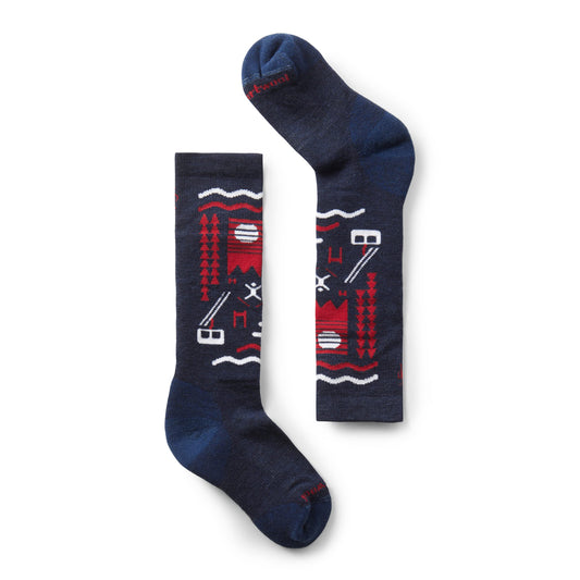 Smartwool Kids' Wintersport Ski Day Full Cushion Merino Wool Over The Calf Socks, Deep Navy, Small