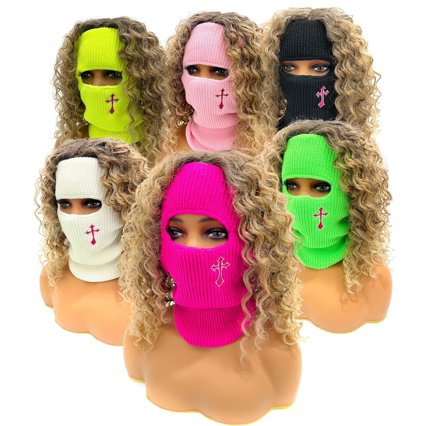 Balaclava Face Mask Winter Empty Top Ski Mask Knitted Full Face Cover for Outdoors (Black)