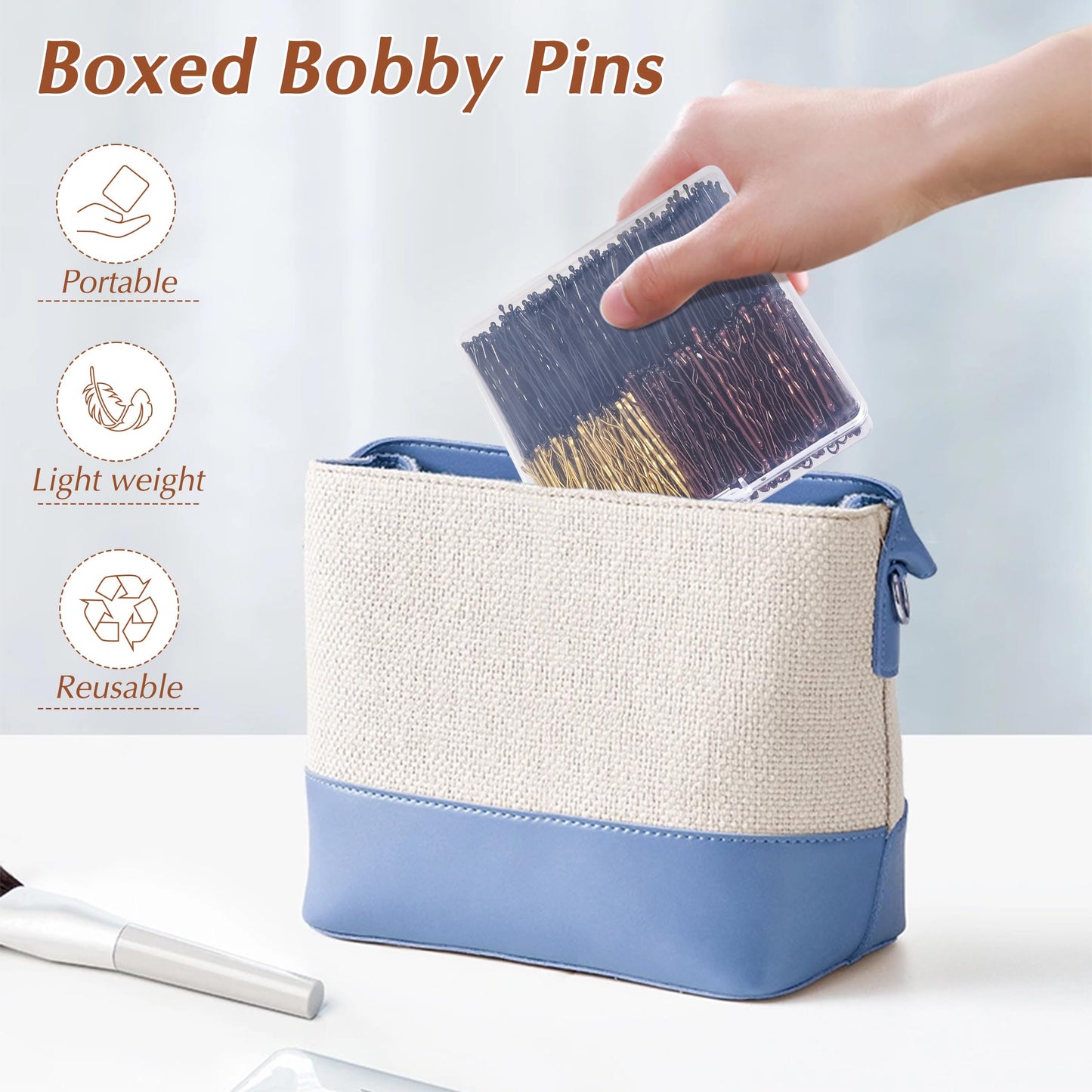Bobby Pins 360 Pcs Brown Blonde Black Hair, 2 Inch Premium Secure Hold, Bulk with Storage Box, Women & Girls Styling