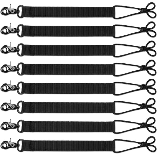 8 Pcs Snowboard Leash Cord Snowboarding Short Leash with Key Ring for Men Women Snowboarding, Black