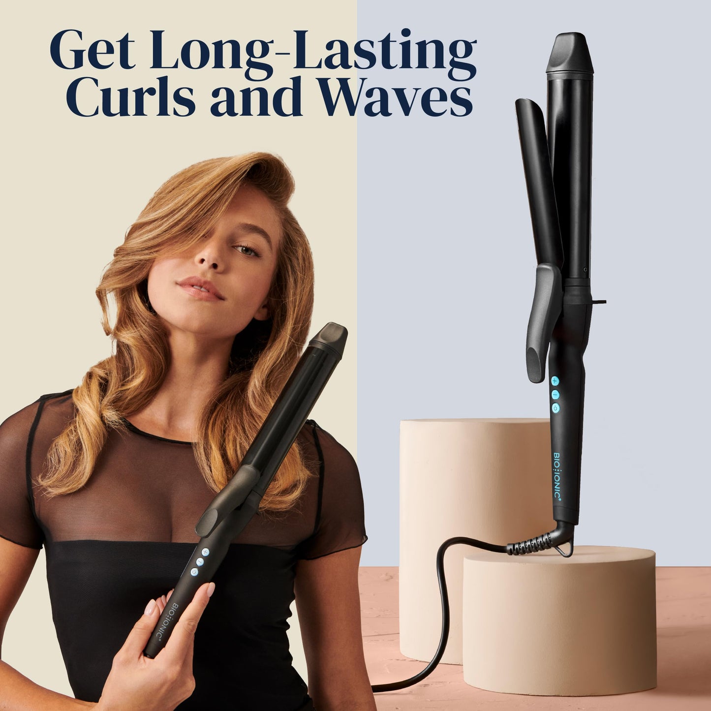 Bio Ionic Long Barrel Styler, 1" Curling Iron with Moisture Heat Technology & NanoIonic MX, Verstatile Curling Wand with Longer Barrel for Large Sized Soft Curls & Waves