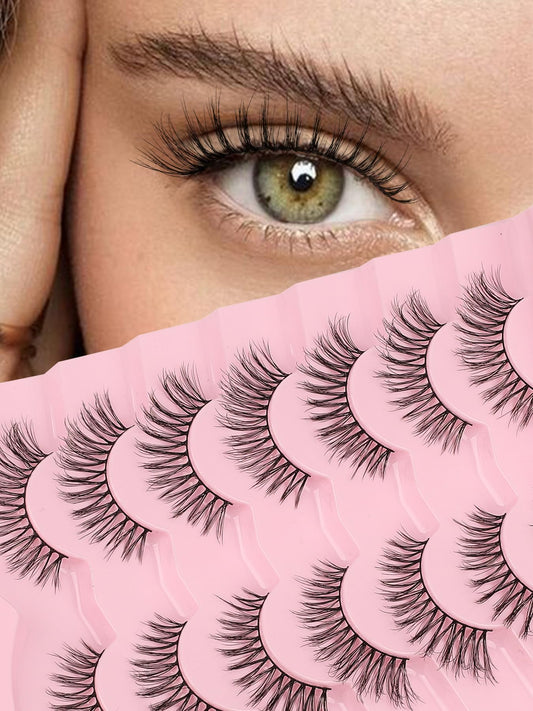 Siligli False Eyelashes wispy lashes pack 3D-385, black