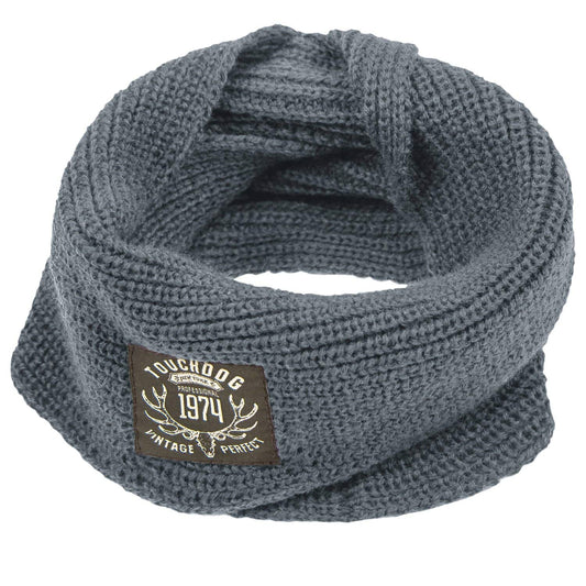 Touchdog Heavy Knitted Winter Dog Scarf, One Size, Grey