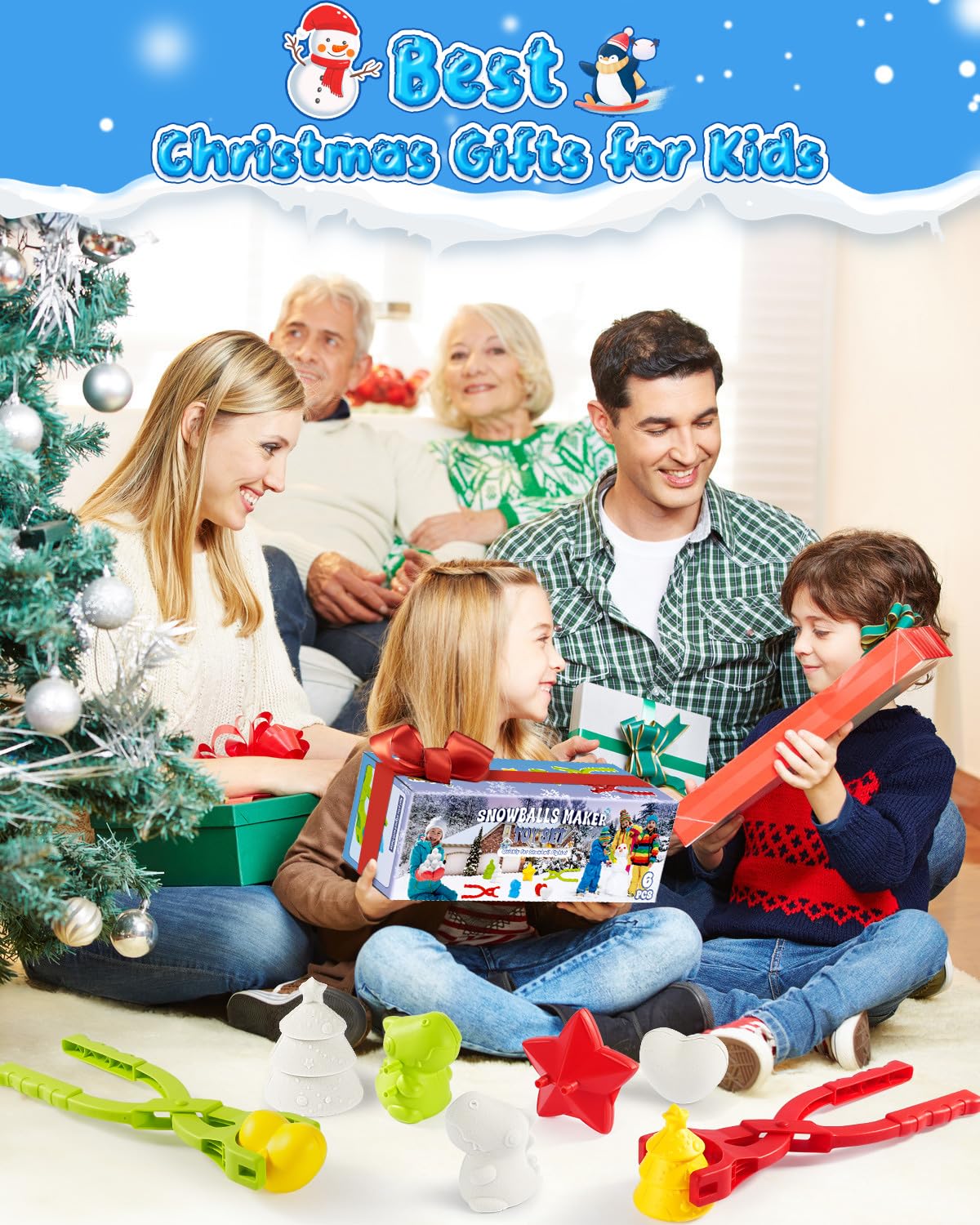 6 Pack Snowball Maker Toy, Duck Snow Ball Makers Toys for Kids Ages 4-8, Winter Snow Outdoor Removable Snow Clip Toys Tool Kit for Birthday Christmas Stocking Stuffers Gifts