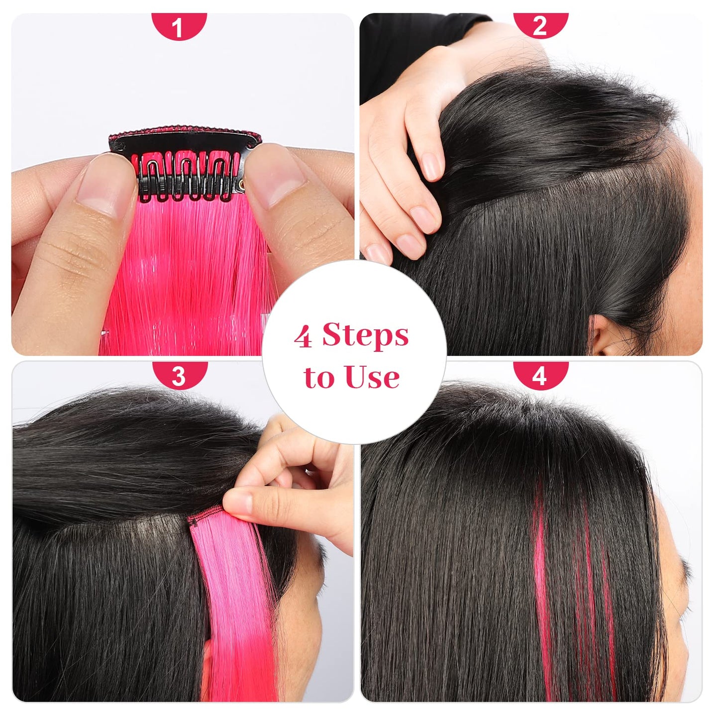 YaFex 12 Pcs Clip in Hair Extensions, 22 Inch Colored Hair Extensions Party Highlights Long Straight Synthetic Hairpieces for Women Kids Girls (Light Purple)