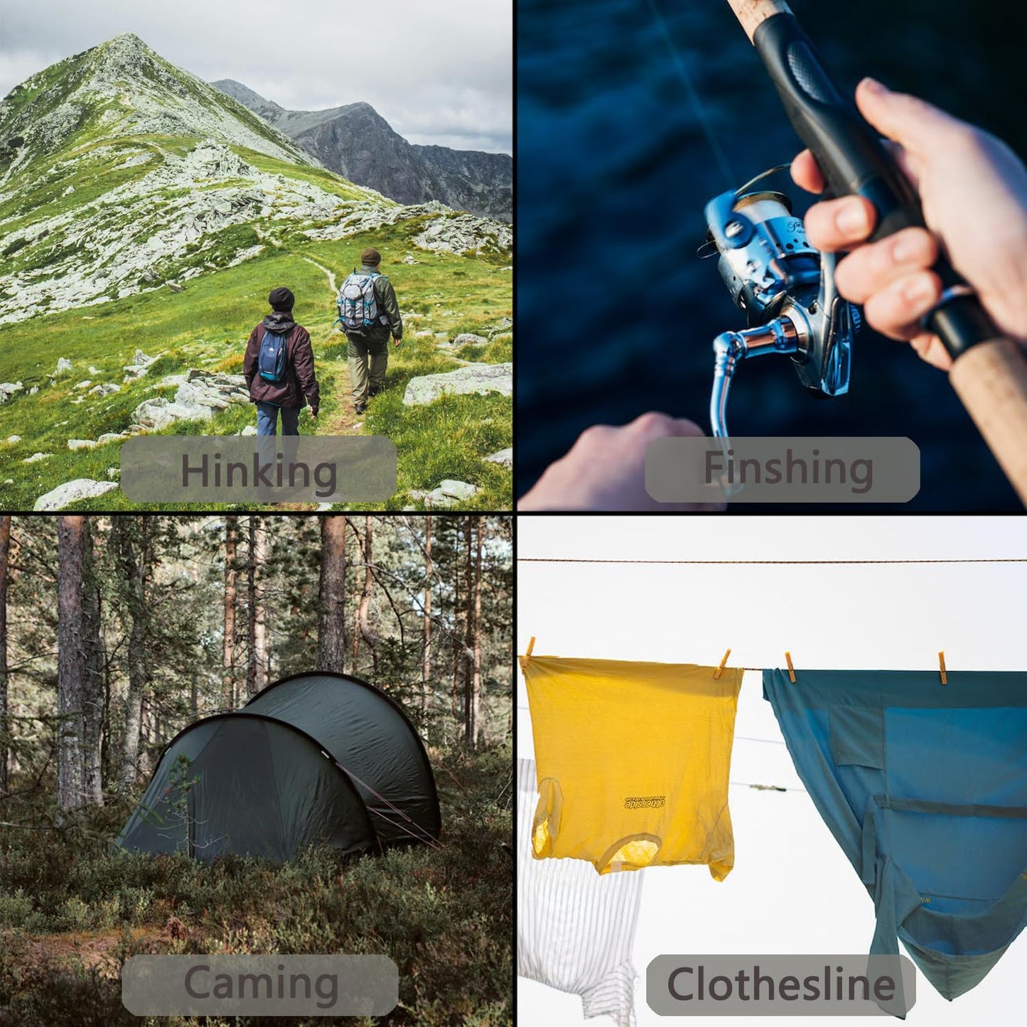 LUYADIN Paracord 240lb - Diameter 2mm Micro Utility Cord -3 Strand Parachute Spool Cord - 100ft 200ft,Paracord for Camping,Hiking,Fishing,Outdoor and DIY