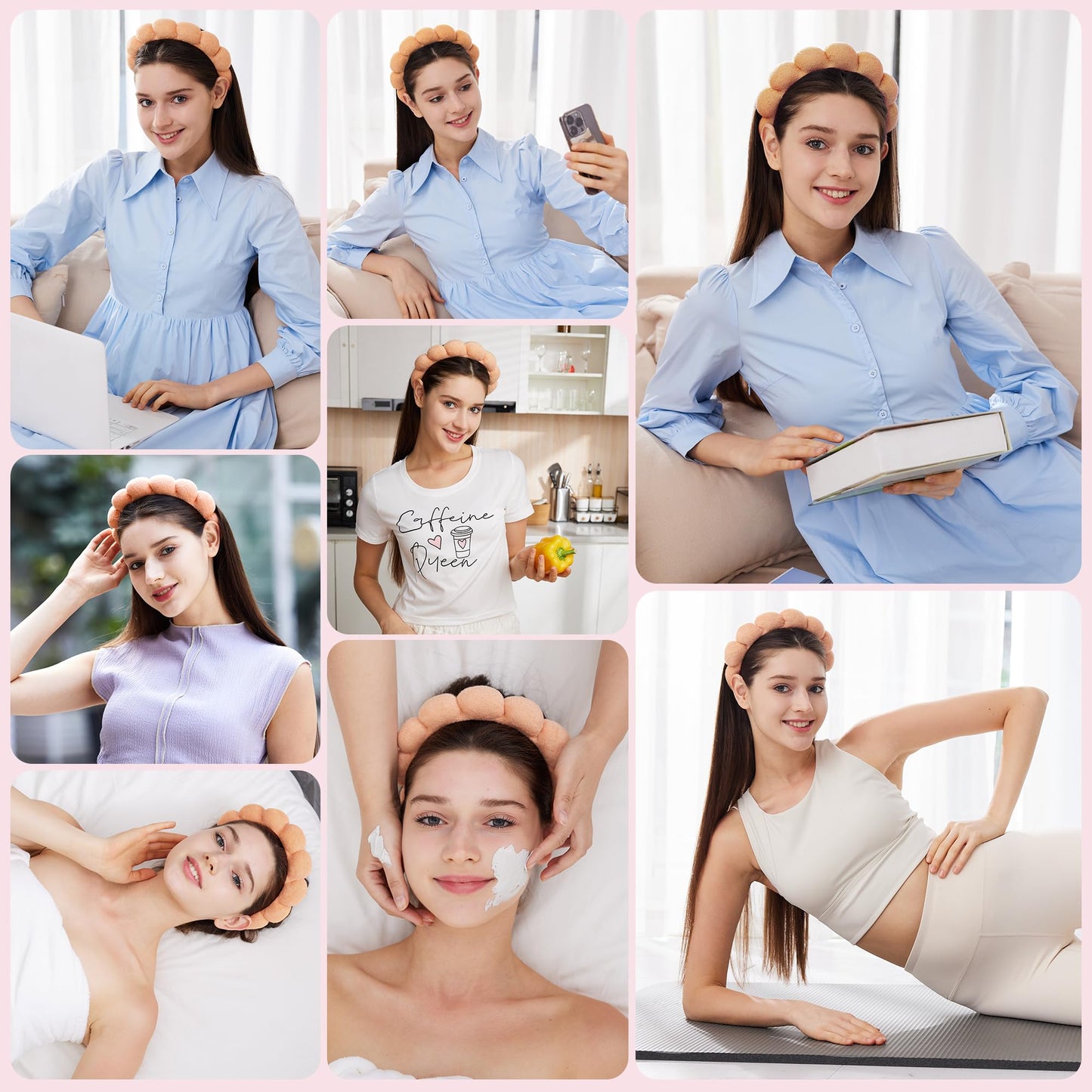 Ztomine Headbands for Women - Spa Headband and Wristband Set - Headband for Washing Face,Facial Mask,Makeup and Skin Care,Gifts for Women and Teen Girl Gifts Trendy Stuff