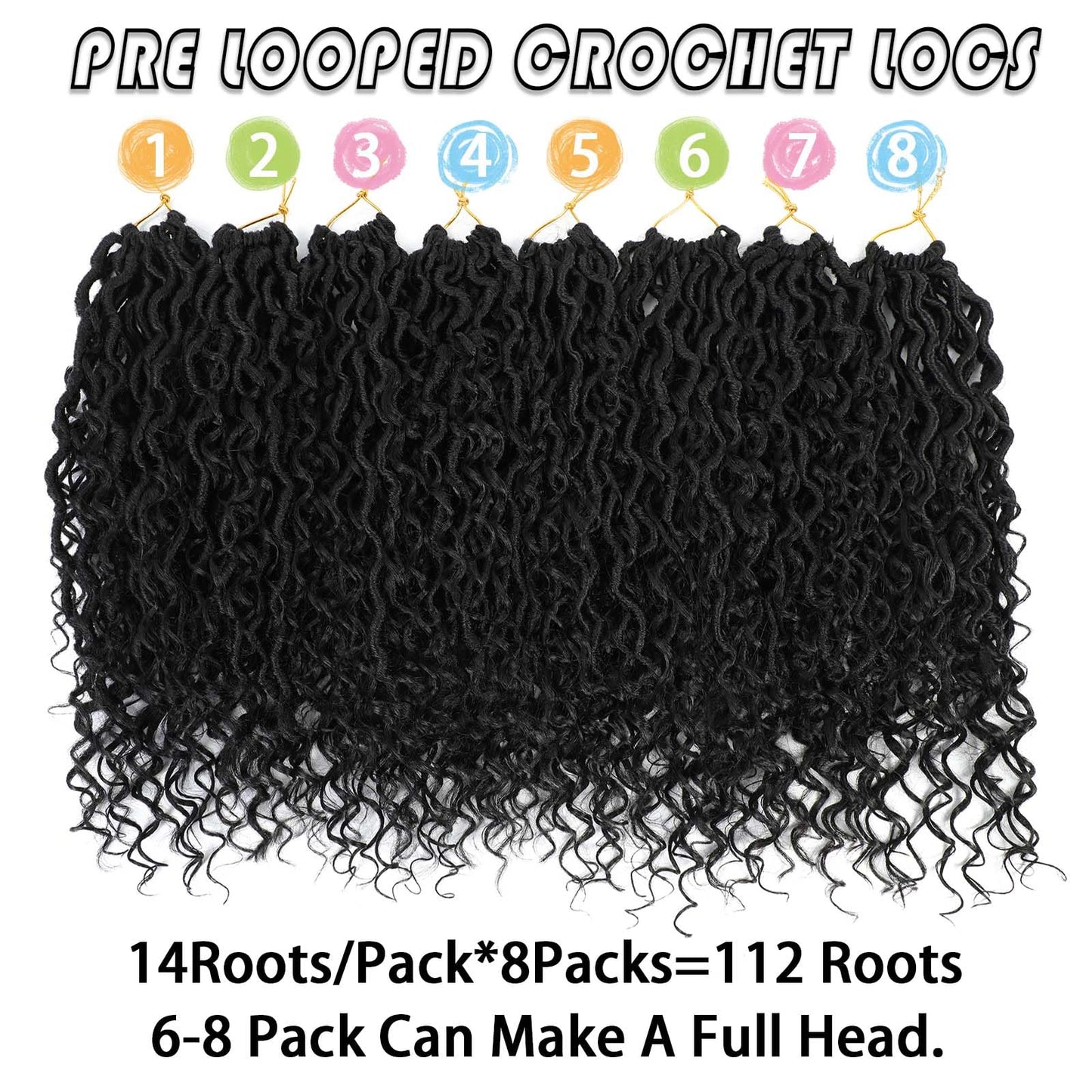 Col Bling Goddess Locs Crochet Hair for Black Women 14 Inch, 8 Packs Faux Locs Crochet Hair, Boho Style Locs, River Locs Hair with Curly Ends (14Inch, 1B, 8Packs)