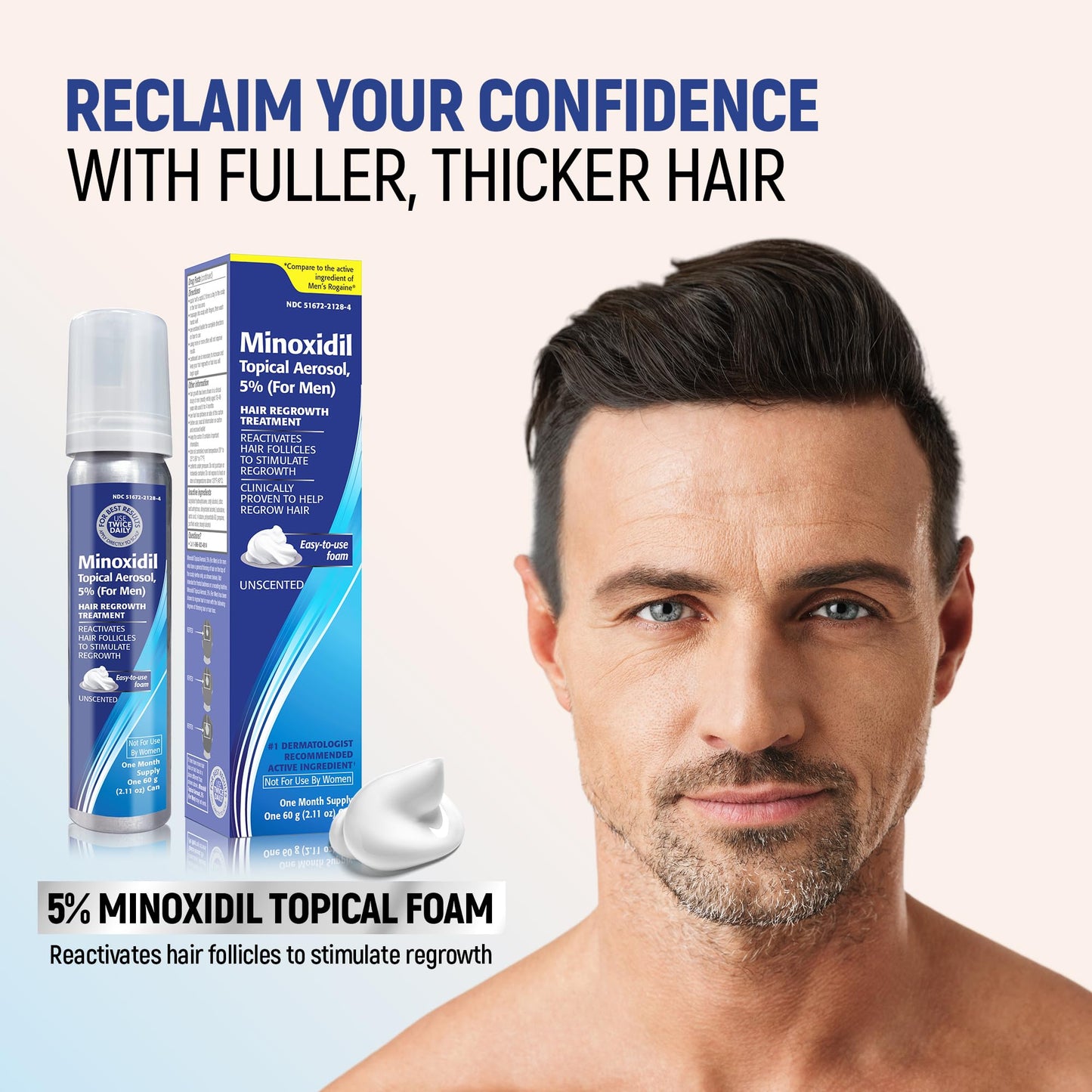 Taro Minoxidil Topical Aerosol Foam, 5%, Hair Regrowth 2 Months Treatment for Men, 2.11 oz (2 Pack)