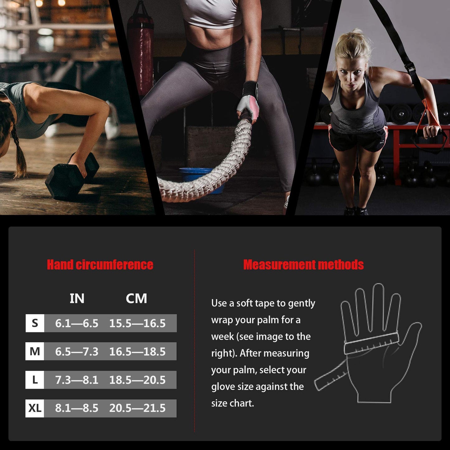 Workout Gloves Weight Lifting Gloves: Fingerless Gym Gloves with Wrist Wraps Support for Mens & Womens, Full Palm Protection Breathable Sports Gloves for Exercise, Training, Fitness, Pull-up (S)