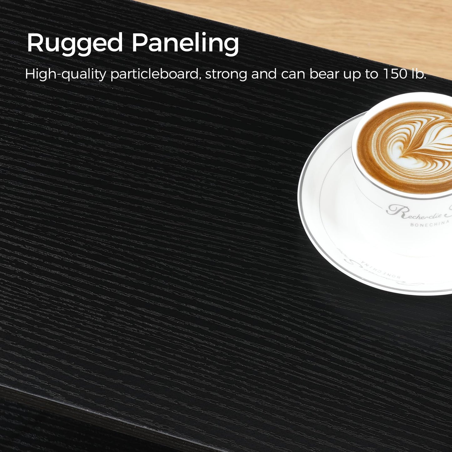 MAHANCRIS Floating TV Stand with Power Outlet, Wall-Mounted Entertainment Console Center with Storage, Floating Metal Frame TV Shelf for Under TV Storage, for Living Room, Bedroom, Black TVHB101E01