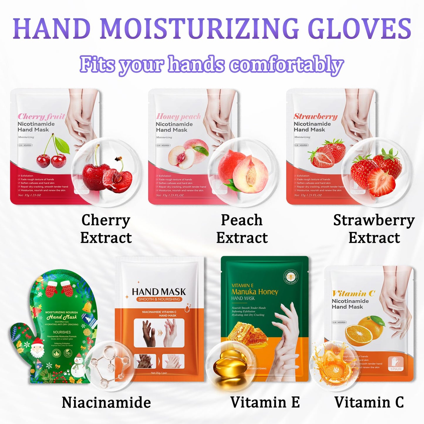 LJYBoBin Hand Mask Moisturizing Gloves 6 Pack,Hydrating Hand Mask for Women,Soft Gloves for Dry Cracked Skin A