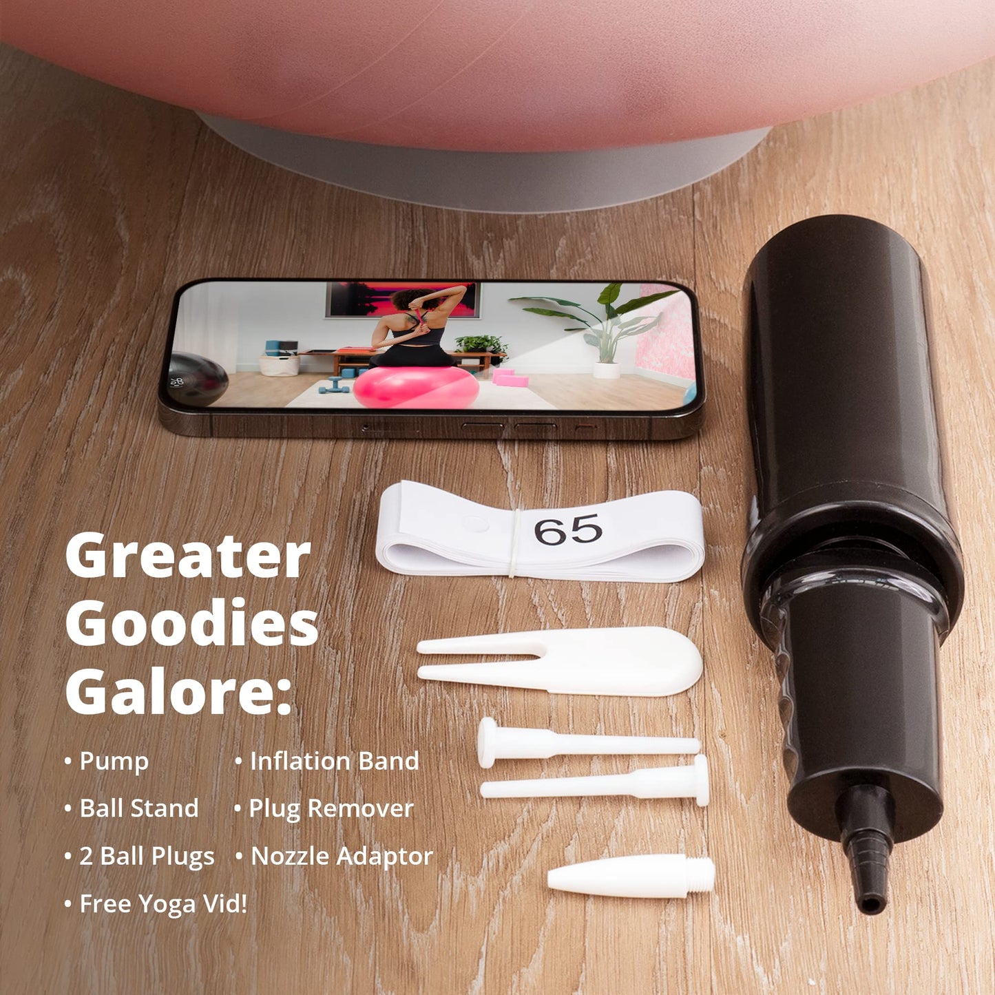 Greater Goods Exercise Ball - Yoga Ball for Working Out, Balance, Stability, and Pregnancy, Blush Pink, 75cm