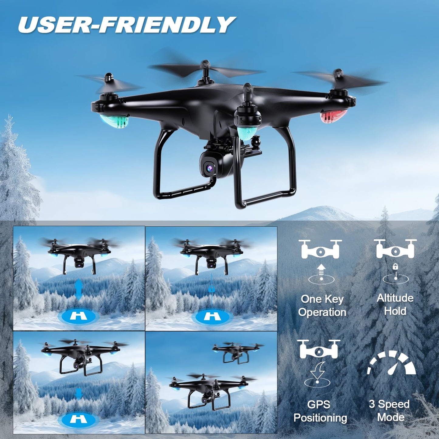 Cheerwing U88S GPS Drone with 4K Camera for Adults, 5G WiFi FPV Drone with Auto Return, Follow Me, Waypoint Fly, Voice Control