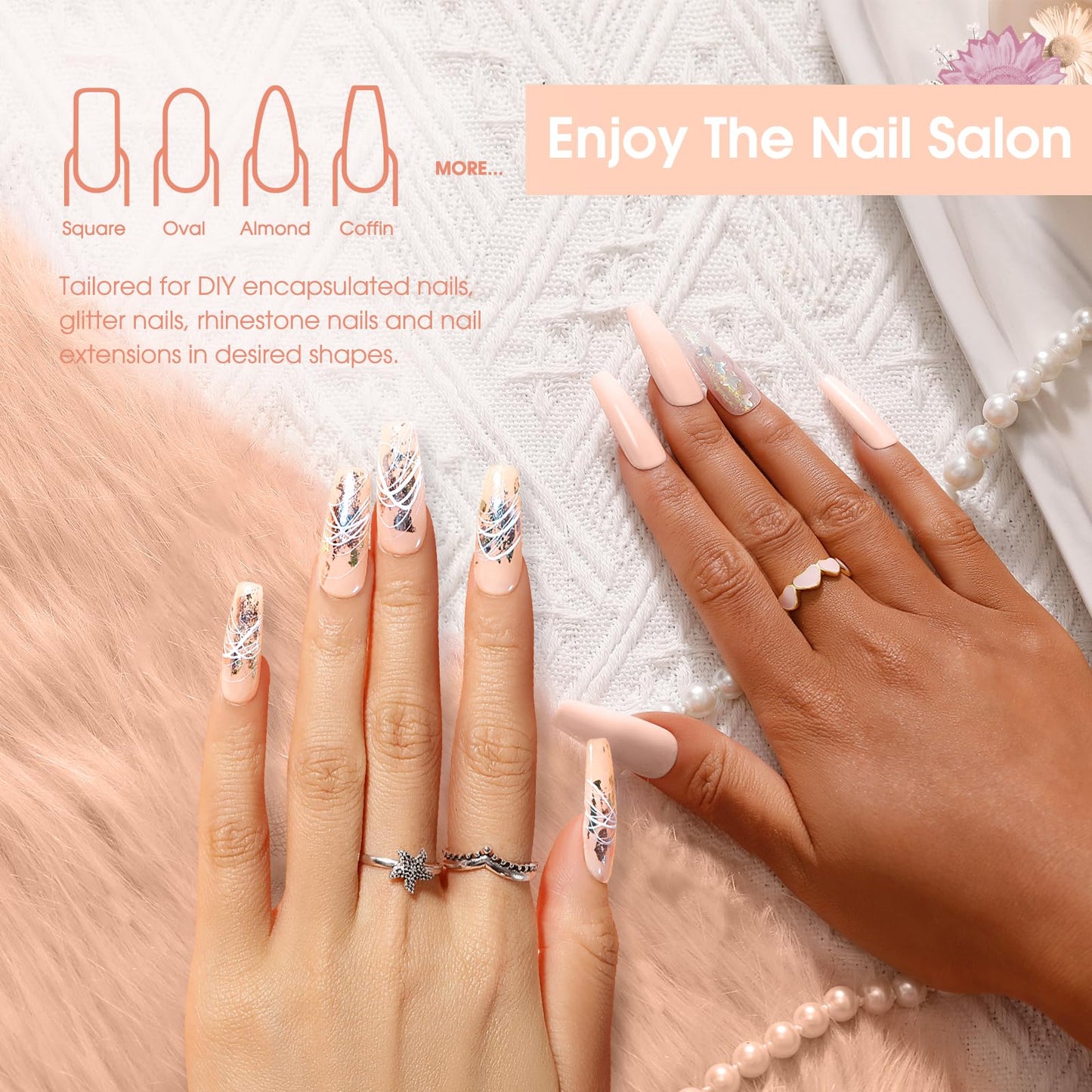 ROSALIND Nude Poly Extension Gel, 60ml Light Nude Poly Nial Gel Builder for Nail Art Decoration, Nude Nail Thickening Extension Easy to DIY Use at Home Need UV Lamp