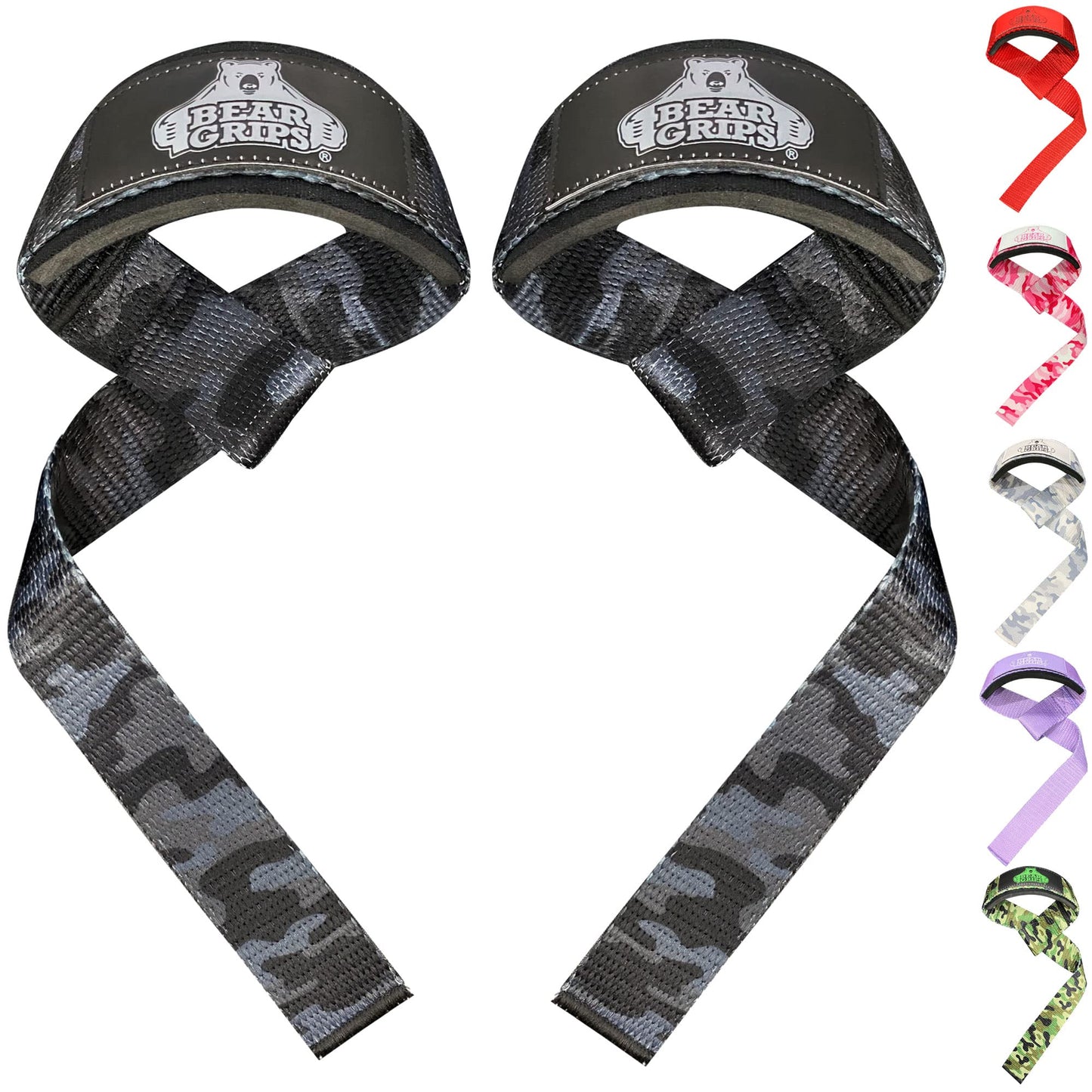 Bear Grips Lifting Straps Gym, Wrist Straps for Weightlifting, Gym Straps, Weightlifting Straps, Deadlift Straps, Weight Lifting Straps for Men, Weight Straps Lifting Women, 2 Lifting Strap Black Camo