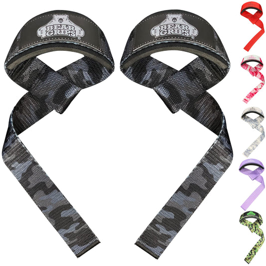 Bear Grips Lifting Straps Gym, Wrist Straps for Weightlifting, Gym Straps, Weightlifting Straps, Deadlift Straps, Weight Lifting Straps for Men, Weight Straps Lifting Women, 2 Lifting Strap Black Camo