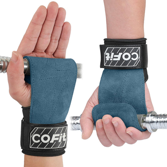 COFIT Wrist Straps for Weightlifting, Workout Wrist Wraps with Dual-Layer Oxford Leather, Enhanced Grip for Optimal Hand and Wrist Protection, Gym Lifting Straps for Deadlift and Dumbbel - Blue