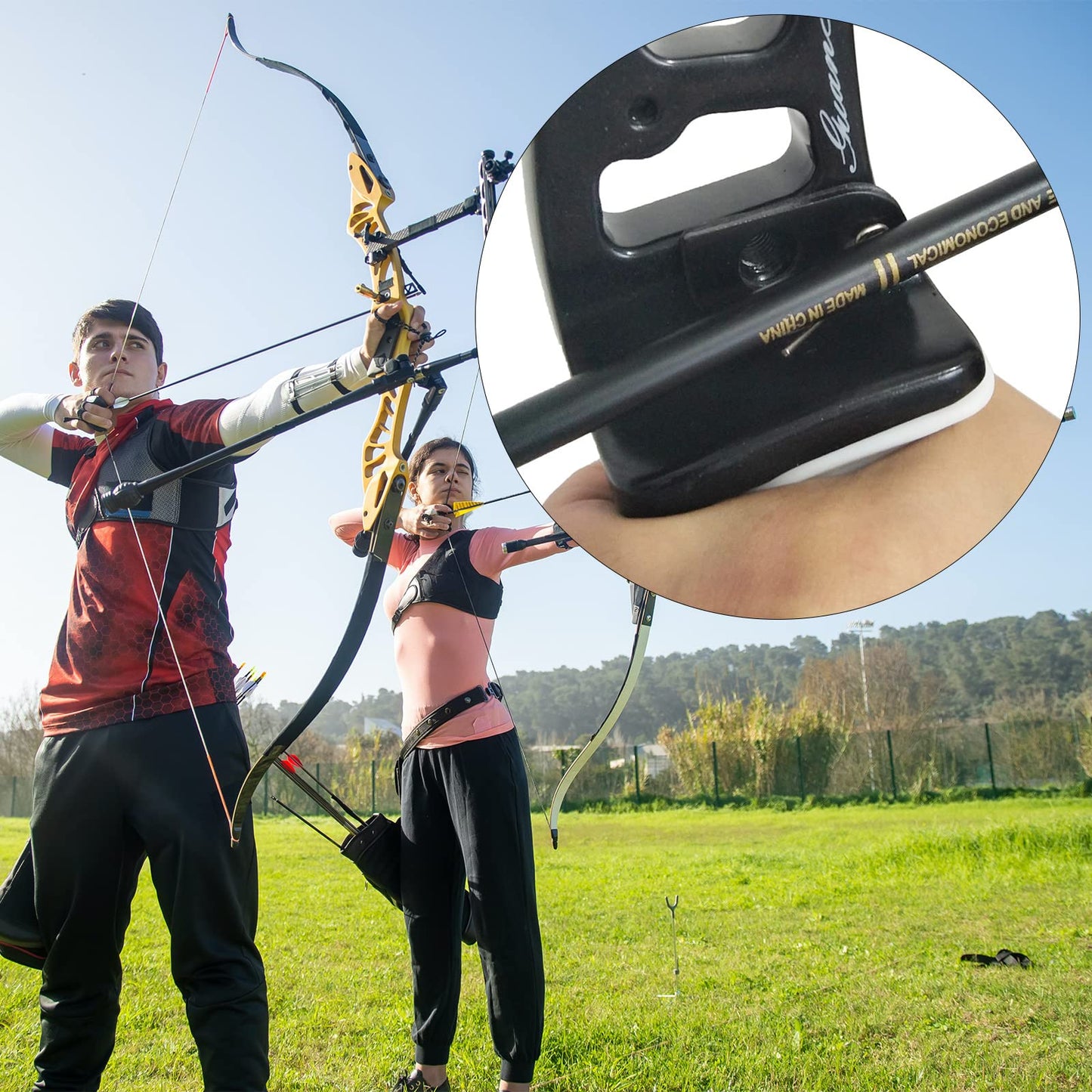 Cosmos 4 Pcs Archery Arrow Rest Archery Magnetic Metal Arrow Rest with Adhesive Tape for Recurve Bow Targeting Training Hunting Accessory, Left Hand (Left Hand)