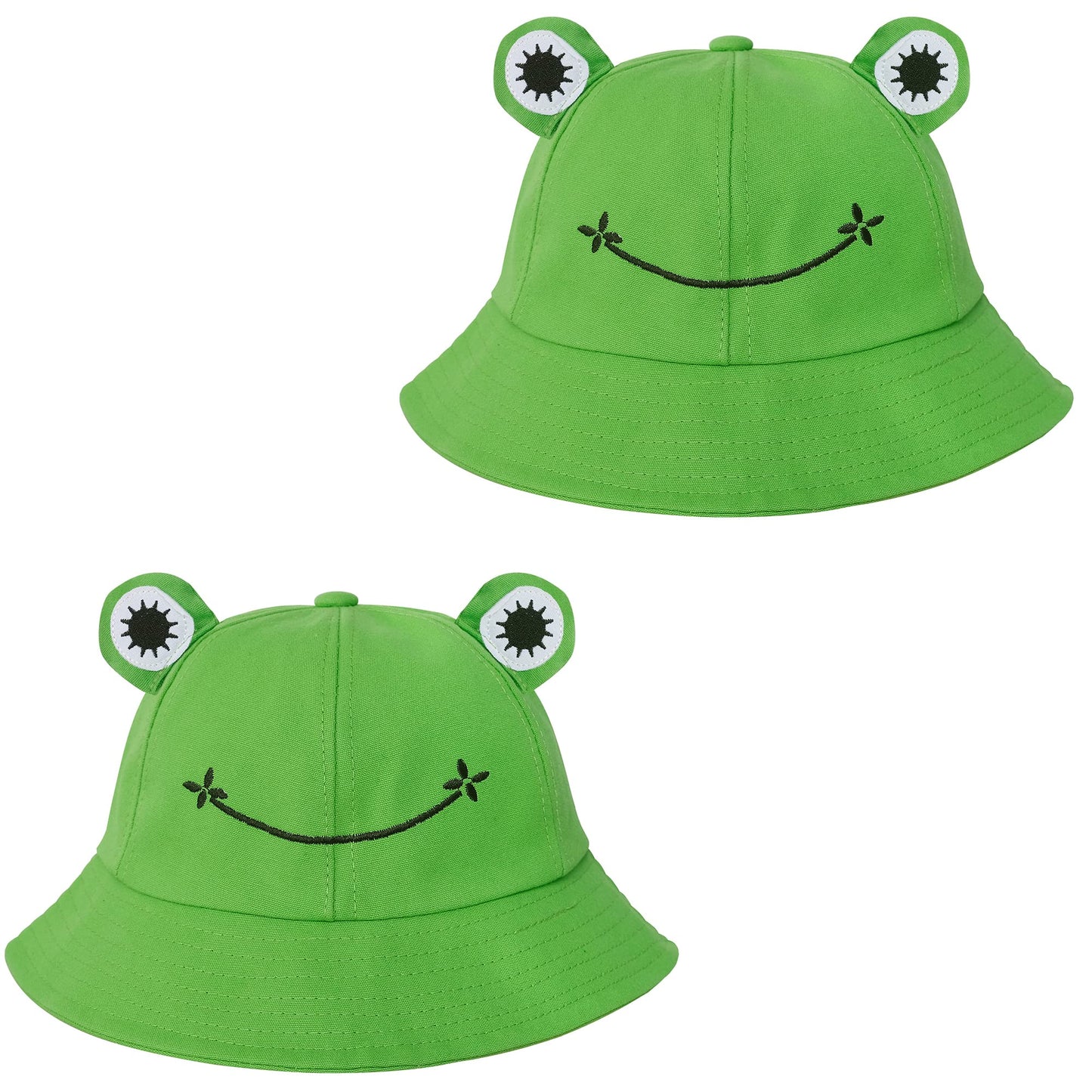 SAOROPEB Frog Themed Cotton Bucket Hat for Adults and Teens, Adjustable, for Men Women, Funny Hat for Fishing, Hiking, Camping, Beach, Outdoor Activities, Green