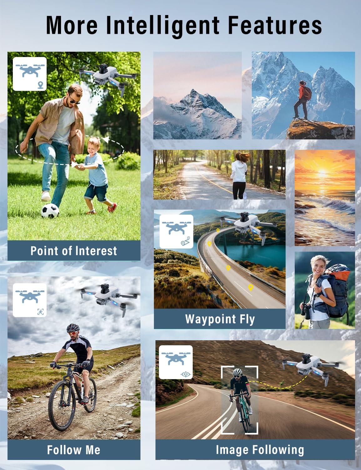 GPS Drones with Camera for Adults 4K with Brushless Motor and Follow Me Mode,Long Flight Time and Distance,5G FPV Transmission and Auto Return, Foldable RC Quadcopter for Beginner and Kids,Under249g