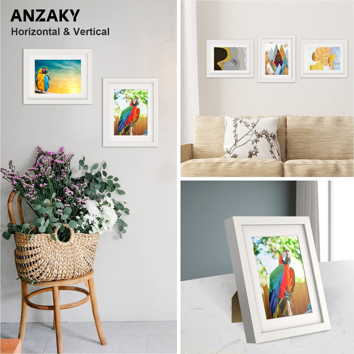 ANZAKY Photo Picture Frame Diversion Safe with Fireproof & Waterproof Money Bag, Valuable Storage, Home Security, Mini Box with Hidden Compartment to Shield your Money, Cash, White 5"x7"