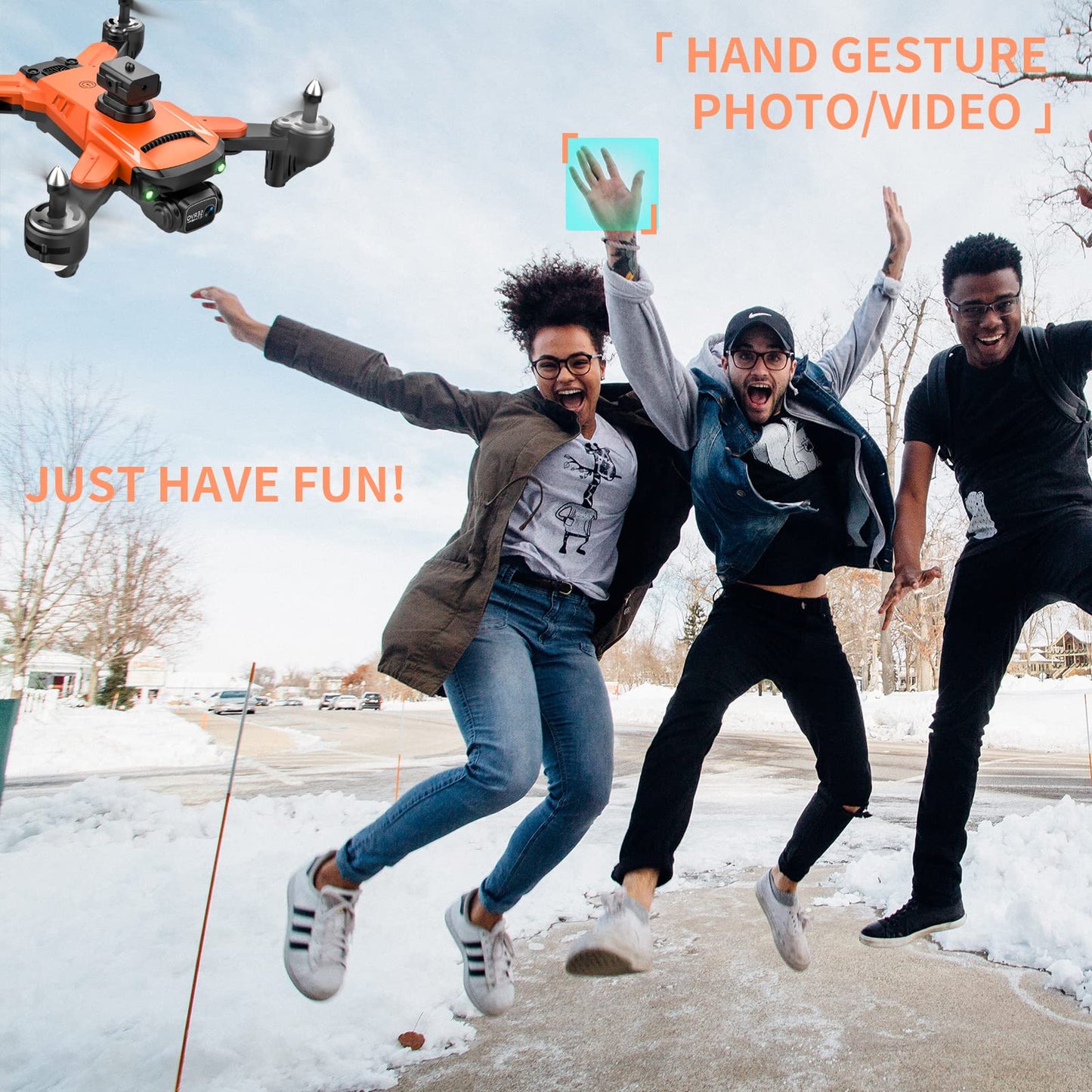 RiskOrb Drone with Camera for Kids/ Adults/Beginners, 540 Assisted Obstacle Avoidance, Optical Flow Positioning, Remote Control 1080P Double Camera, 3D Flip,Foldable FPV Video Pro Quadcopter, Toys Gift for Boys/Girls 8-12, 2 Batteries(Orange)