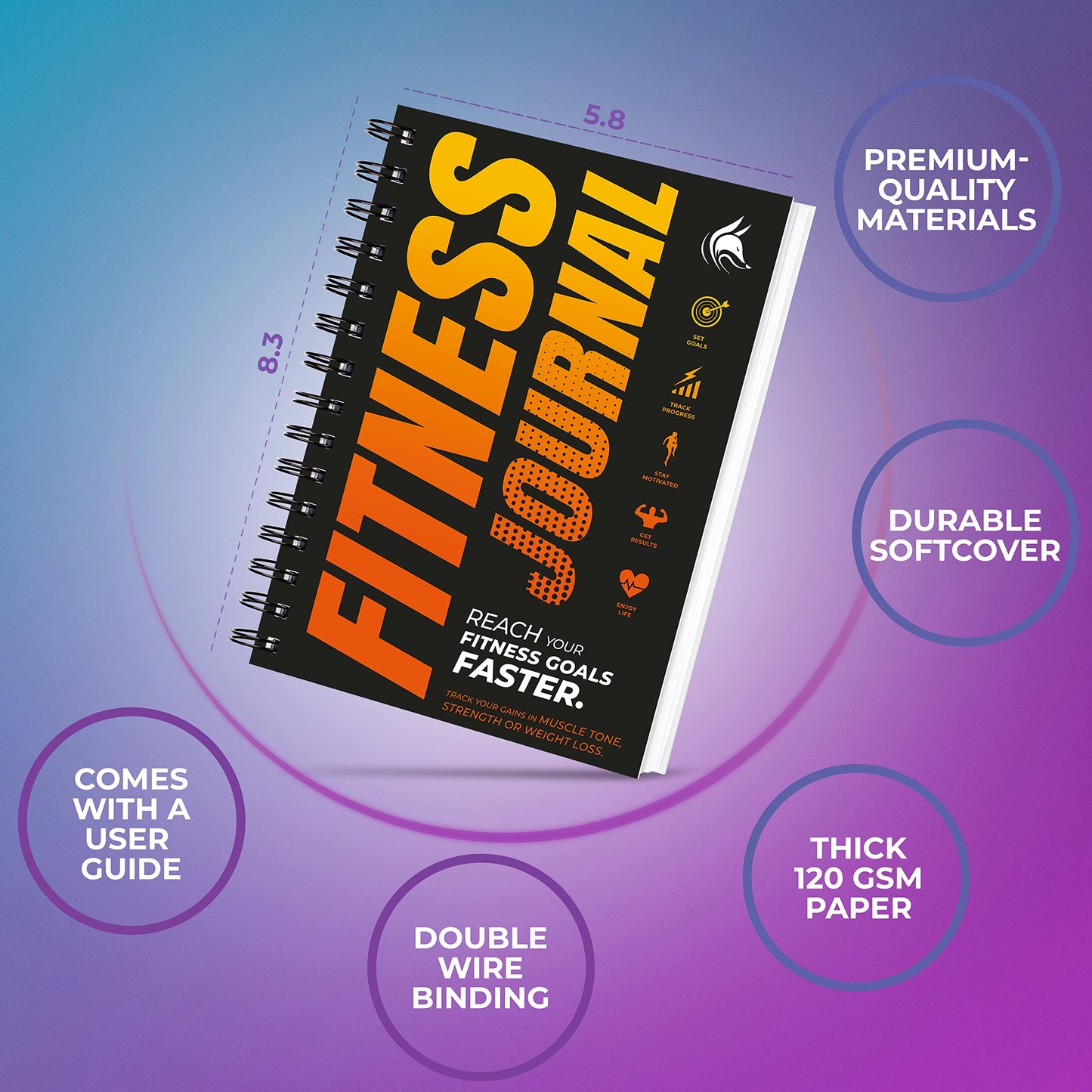 Clever Fox Fitness Journal Workout Log Book - Daily Fitness Planner Workout Journal for Women and Men. Spiral-Bound, Laminated Cover, Thick Pages, A5 (Orange)