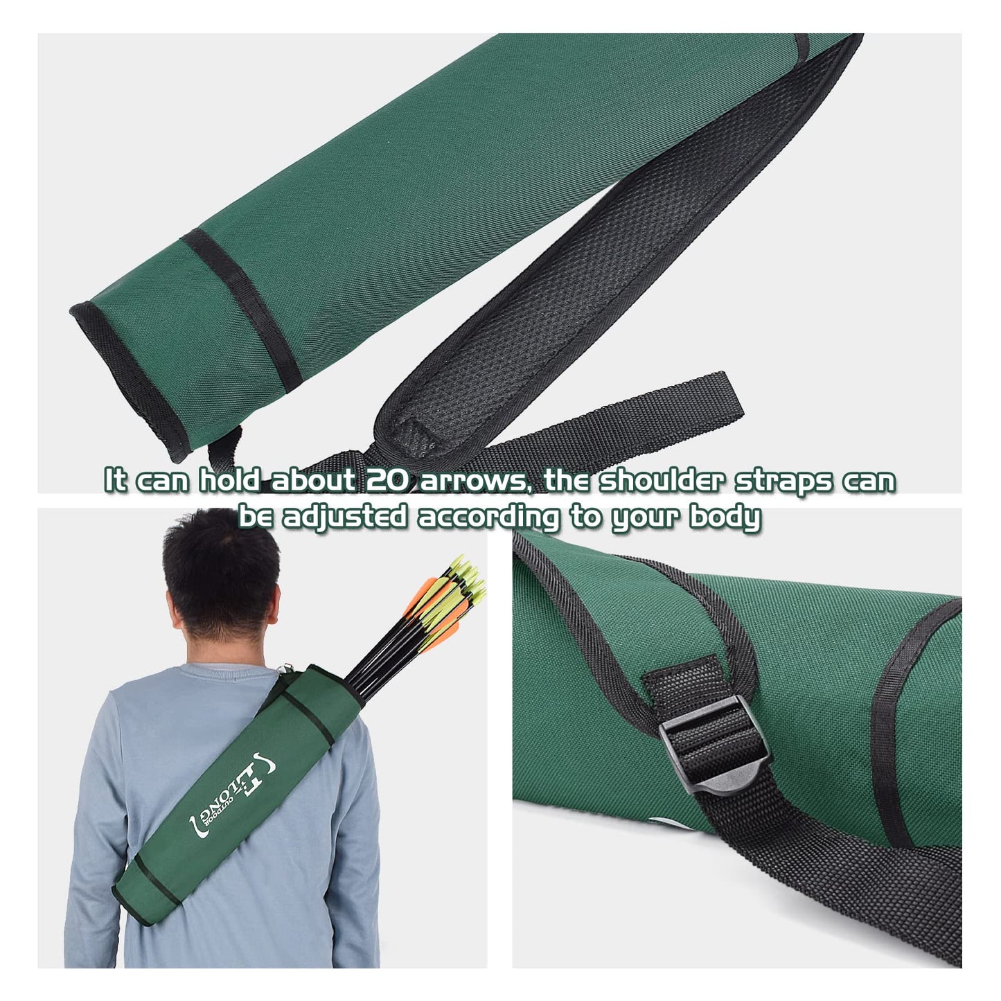 ELONG Adjustable Archery Back Arrow Quiver Holder - Upgraded Quiver Arrows for Compound Recurve Bow and Hunting Target Practicing Youth and Adults