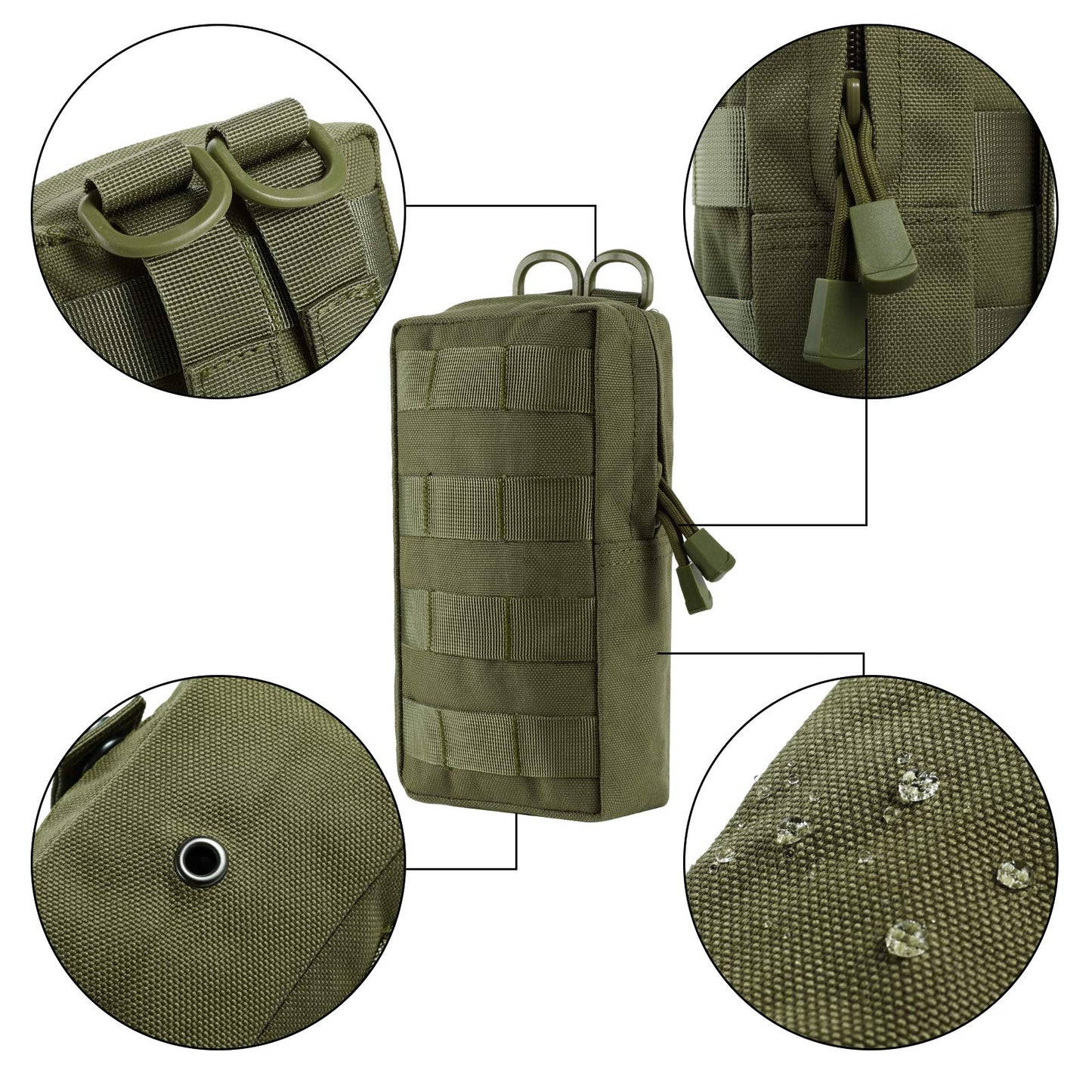 FRTKK 2 Pack Molle Pouches - Tactical Compact Water-Resistant EDC Pouch Small Utility Pouch Bags (Patch Included) (2 Pack-Army Green 3)