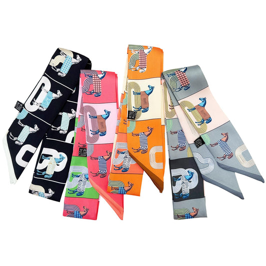 4pcs Purse Scarf For Handbags Silk Head Scarf For Hair Fashion Skinny Scarf For Women Long Neckerchief