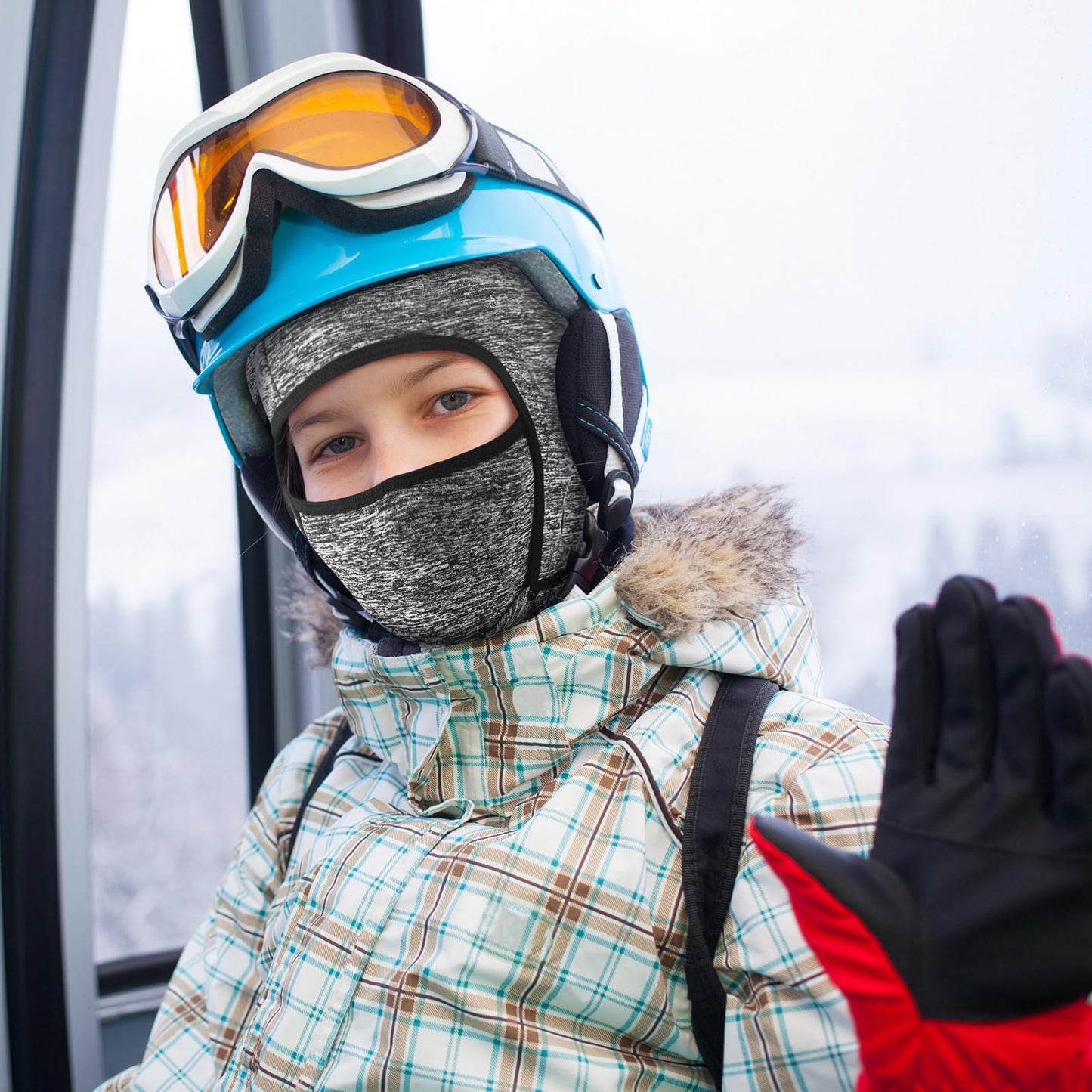 Syhood Kids Balaclava Face Mask Winter Ski Hat Face Covering Windproof Face Warmer for Cold Weather(Black, Dark Gray,Navy Blue,Rose Red,4)