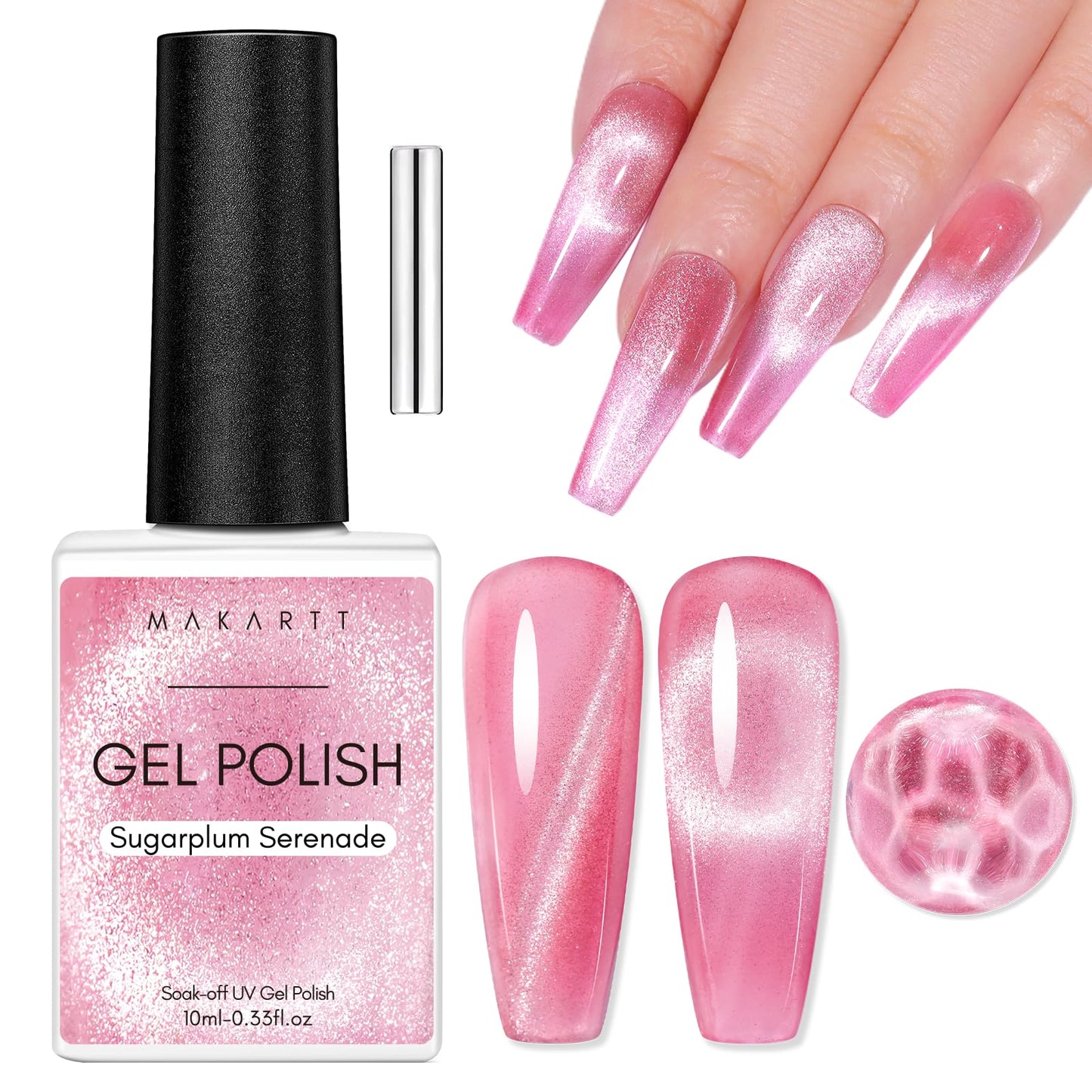 Makartt Gel Nail Polish, Cat Eye Glitter Gel Polish Summer Gel Polish with Magnet Stick Soak Off UV/LED Manicure Nail Art Designs-Sugarplum Serenade