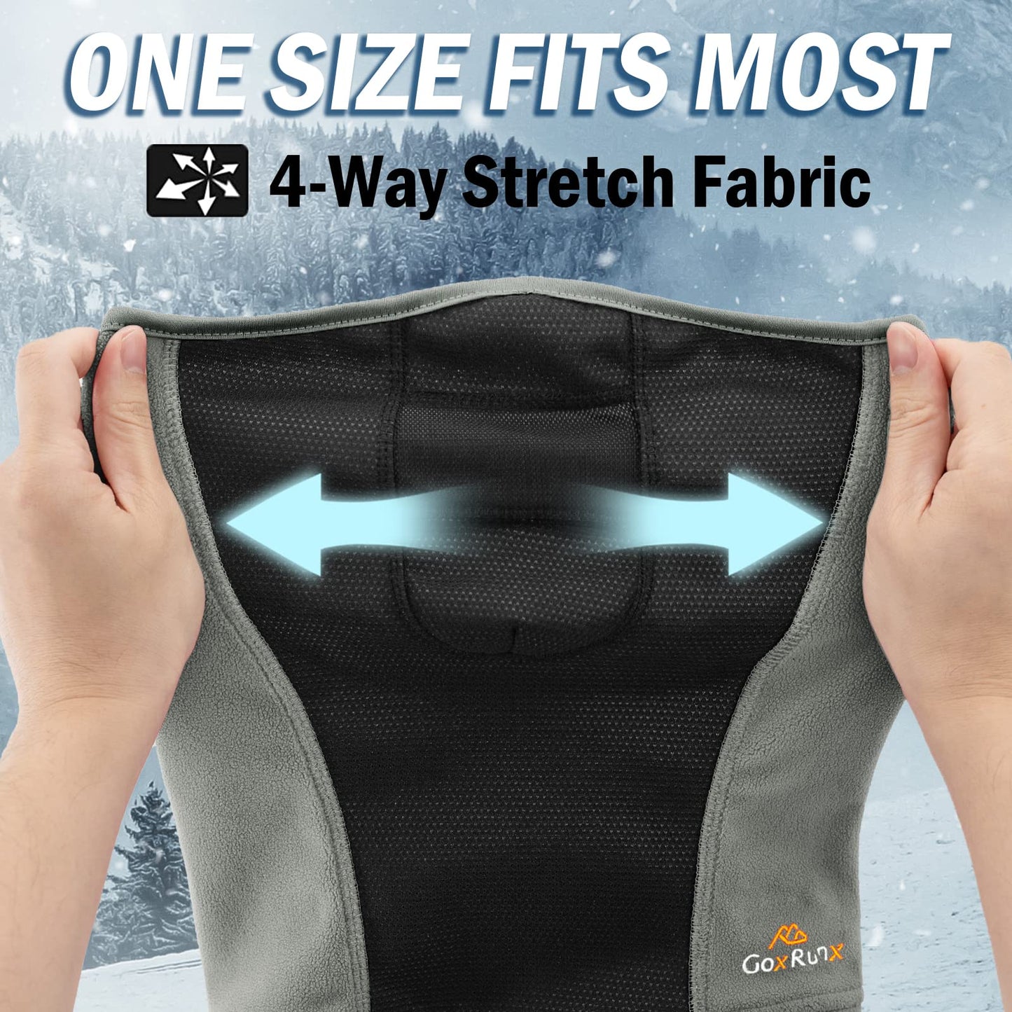 GoxRunx Balaclava Ski Mask-Winter Fleece Face Mask for Men & Women-Warm,Breathable,Windproof Gear for Skiing & Motorcycling Grey, Navy