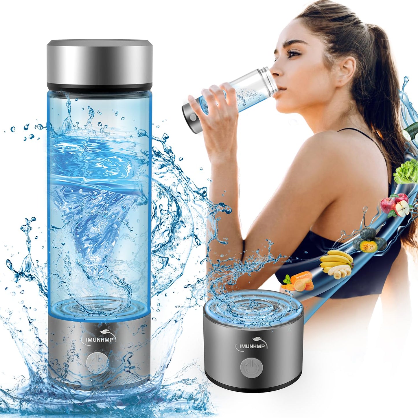 2025 New Hydrogen Water Generator Bottle, Portable Hydrogenated Water Bottle with SPE PEM Technology, 420ml Hydrogen Water Bottle Generator, Rechargeable Ionizer Machine for Home, Office, and Travel
