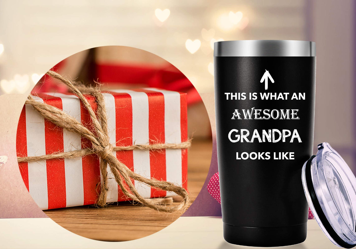This Is What An Awesome Grandpa Looks Like Mug.Funny Grandpa Gifts.Birthday,Christmas Gifts for Men,Granddads,Grandfather,Grandpa from Grandchildren,Son,Daughter Tumbler(20oz Black)