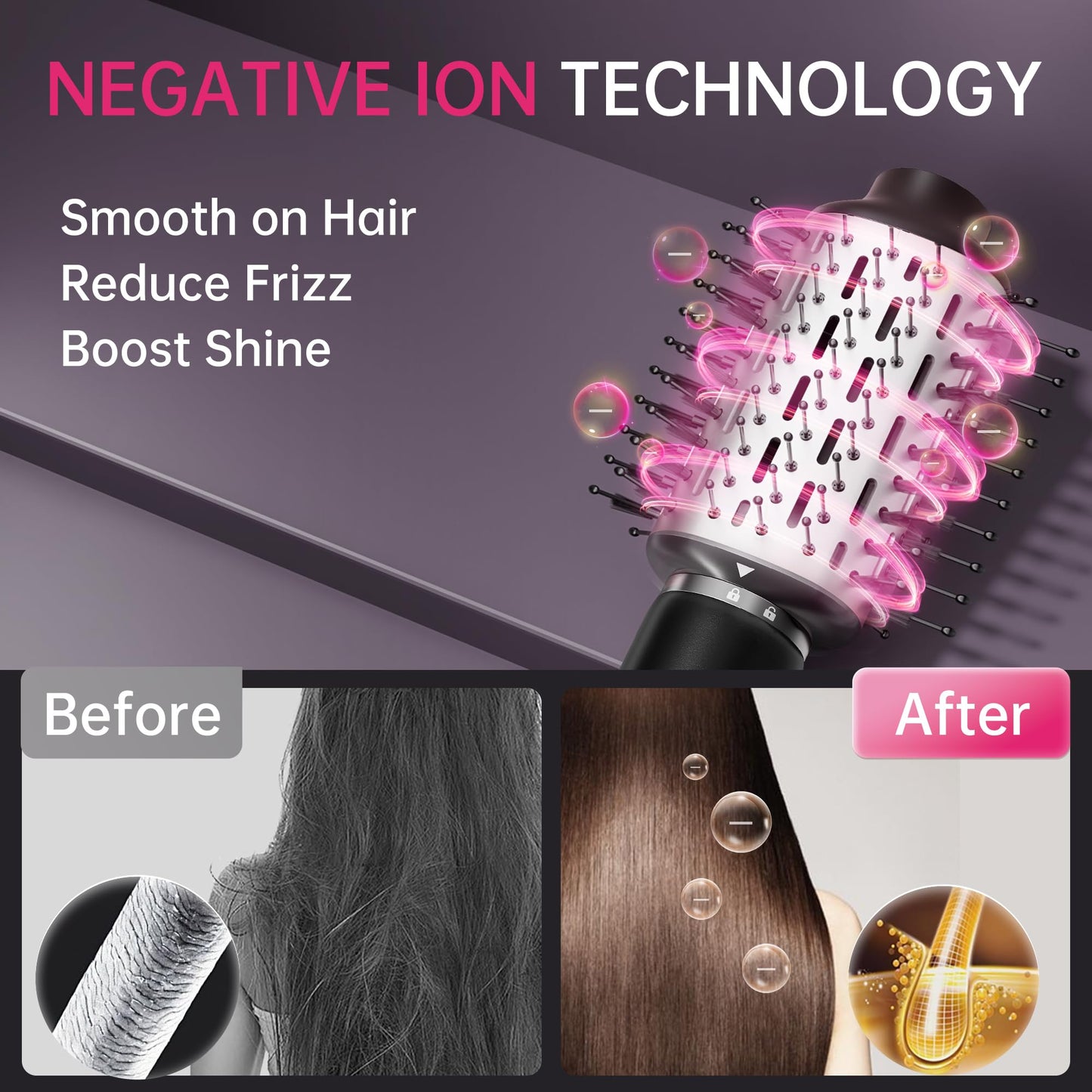 SKIMI Hair Dryer Brush and Blow Dry Brush, Multi-Hot Air Styler with 110000RPM Brushless Motor, Hot Air Brush for Fast Drying Curling Volumizing Straightening&Styling, High-Speed (Black&Silver)