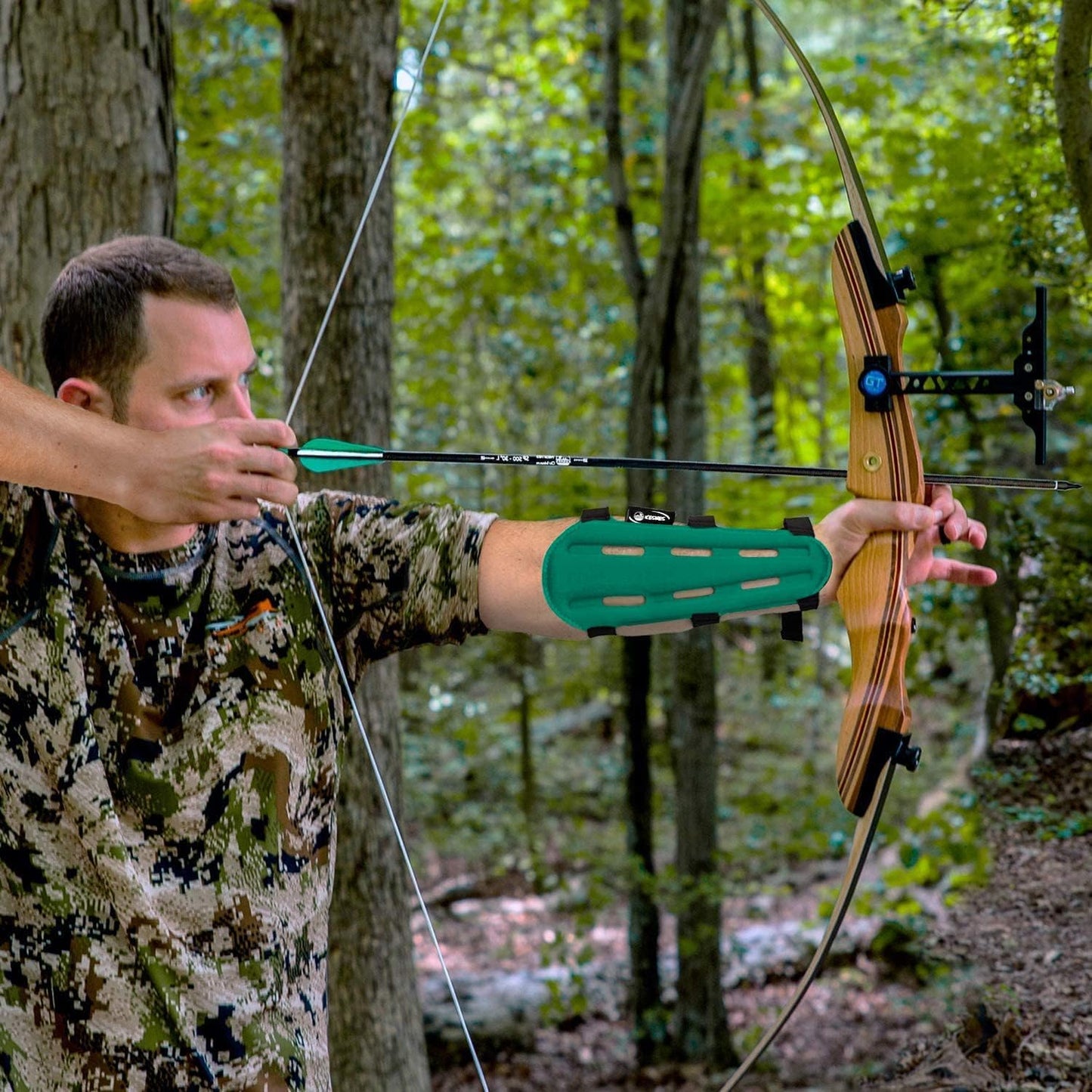 KESHES Archery Arm Guard - Adjustable Forearm Wrist Protector for Bow Hunting Accessories - 3" x 8" One Size Fits Youth & Adults, Right & Left Handed - Durable & Lightweight for Archery