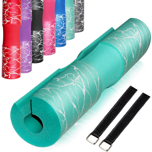 AN AMMAN Barbell Pad Perfect for Squat, Hip Thrust - Relieves Neck and Shoulder Pain Thick Foam Cushion - Gym Workout Smith Machine Thruster Weightlifting Green Marble Pattern AM001PT